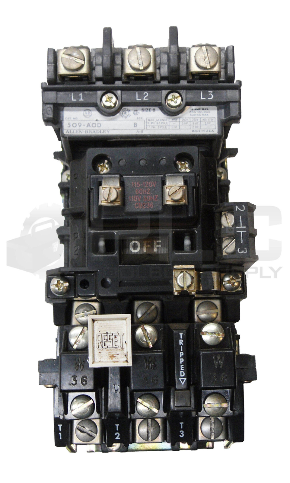 ALLEN BRADLEY 509-AOD /B W/ CB236 W/ 42185-800-01 W/ 595-A /B W/ W36 595-A02 /A