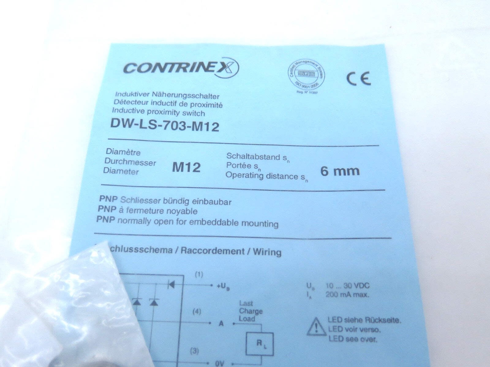Contrinex DW-LS-703-M12 Inductive Proximity Switch
