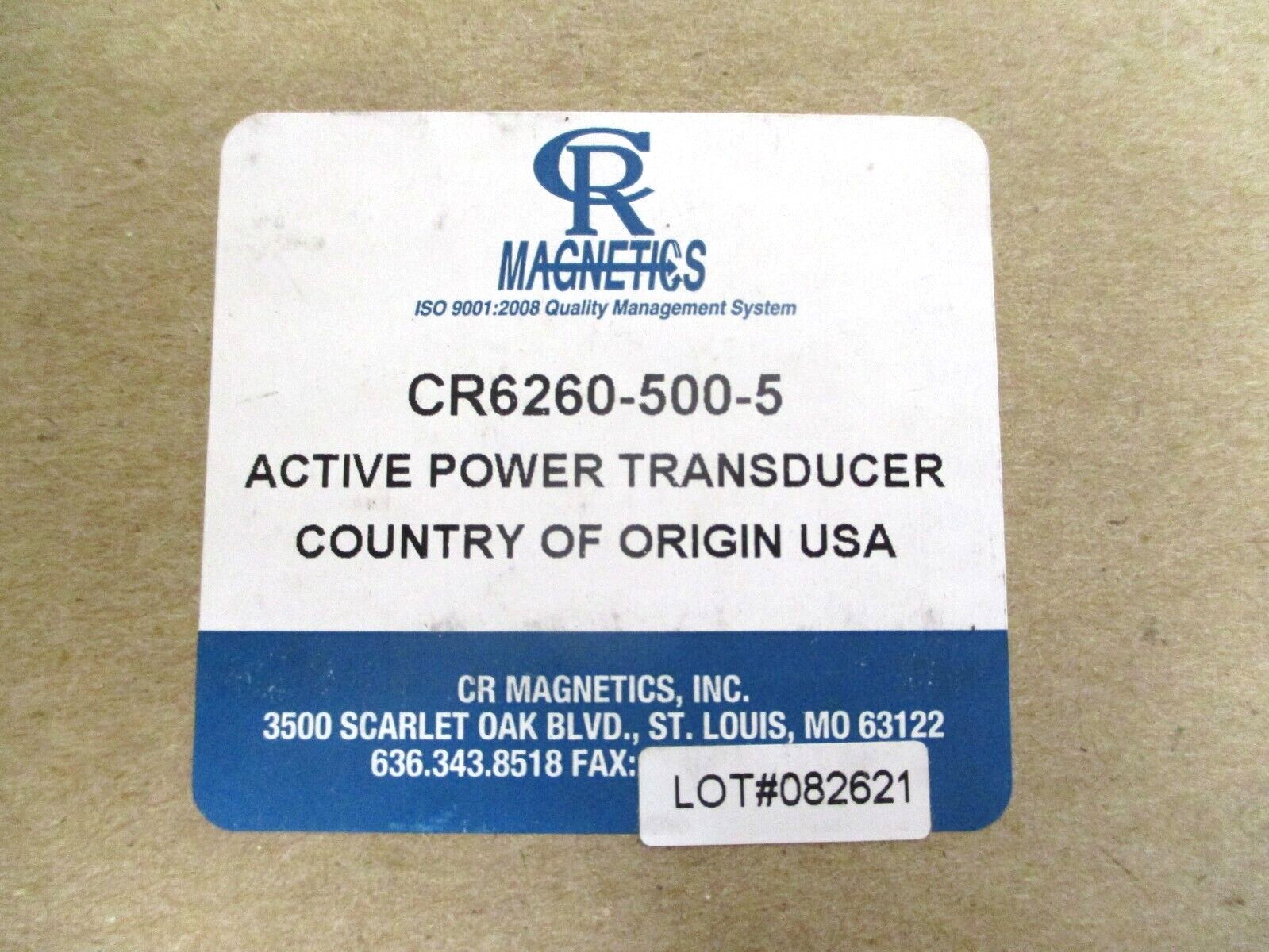 CR MAGNETICS , CR6260-500-5 , ACTIVE POWER TRANSDUCER , SURPLUS