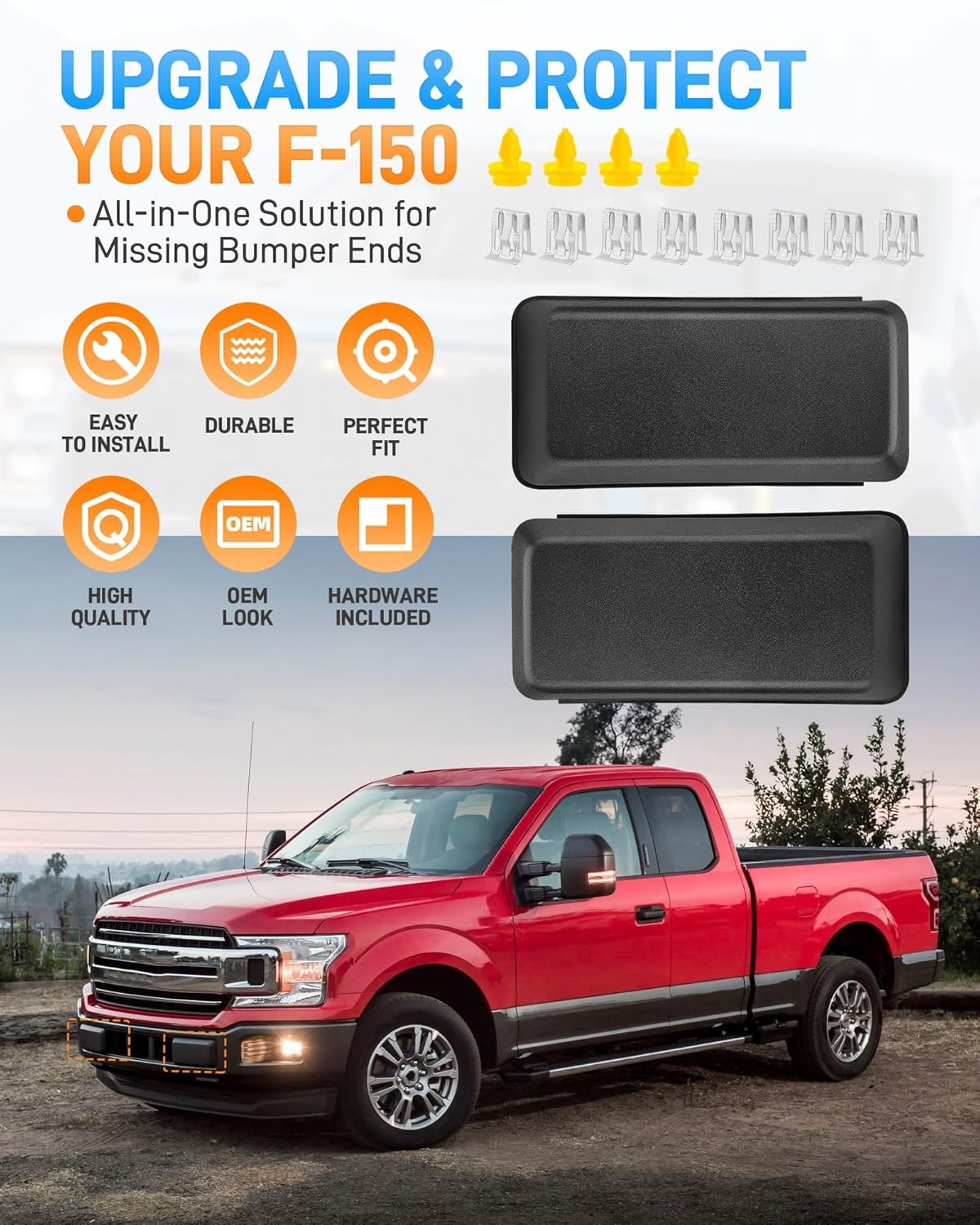F150 Front Bumper Guard Pad Cover Compatible 2018 2019 2020 Ford F150 Front