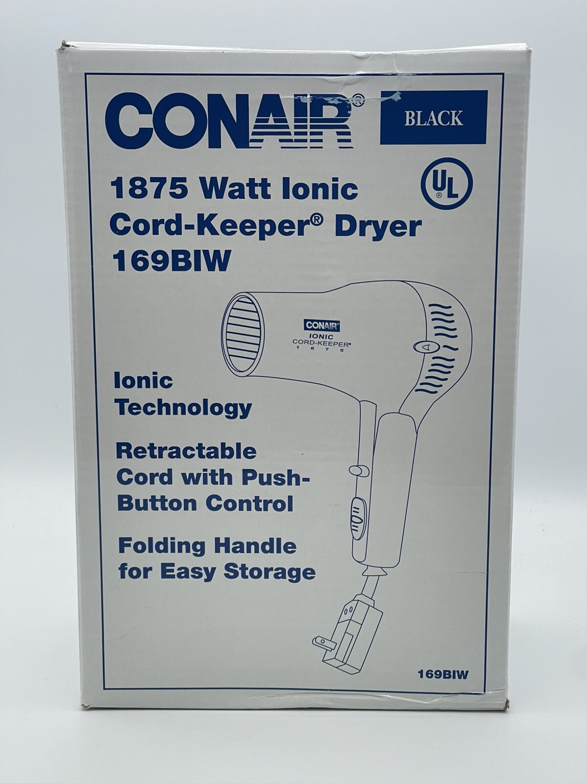 Lot of 2 CONAIR Folding Hairdryer, Handheld, Black, 1875 Watts, Ion 169BIW