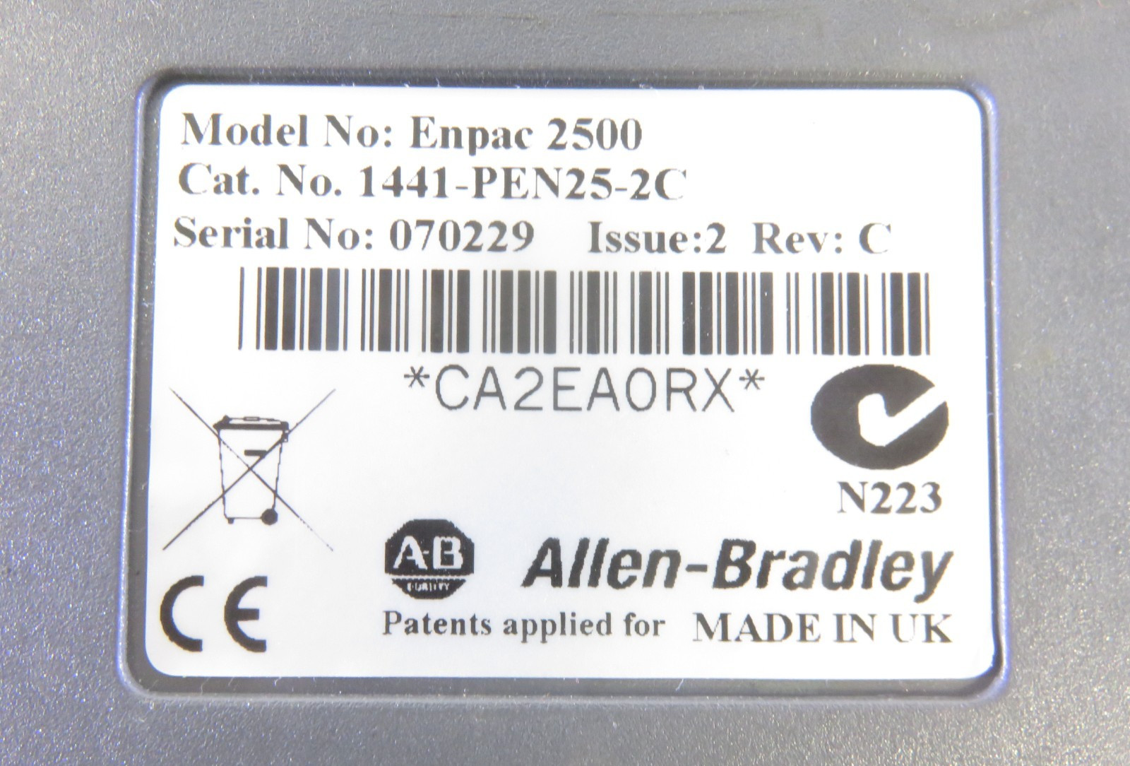 Allen Bradley Enpac 2500 Vibration Data Collector Rockwell, For Parts/Repair