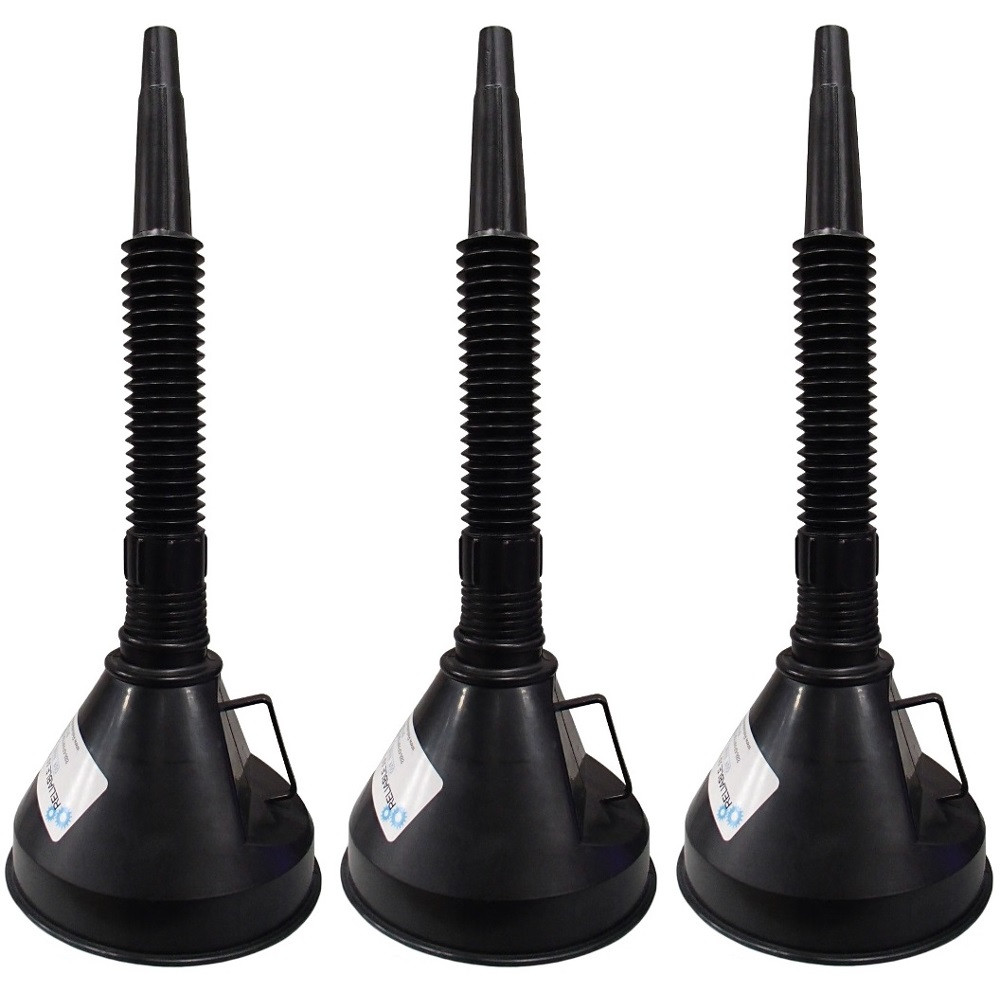 (3) Three 6″ Diameter Funnels with Inside Screen and Bendable & Detachable Hose