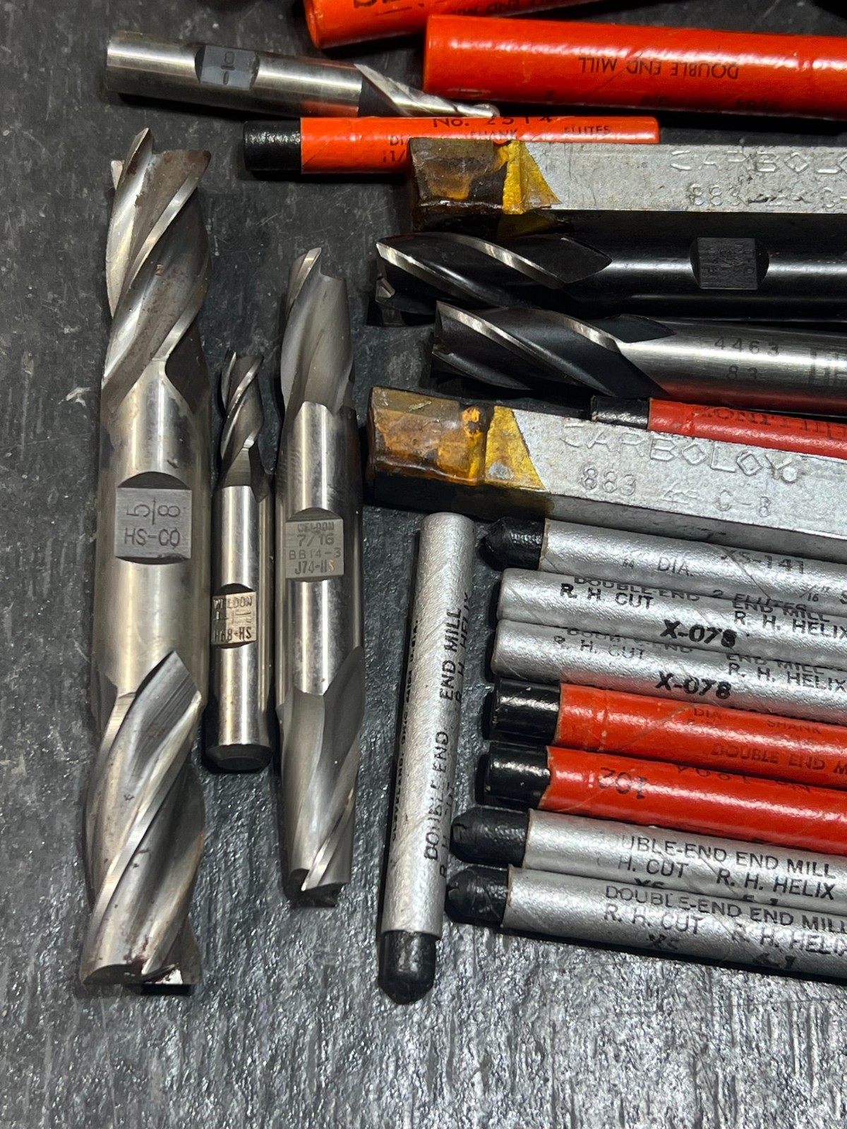 lot of 30+ endmills used double ended weldon nos and used machining osg