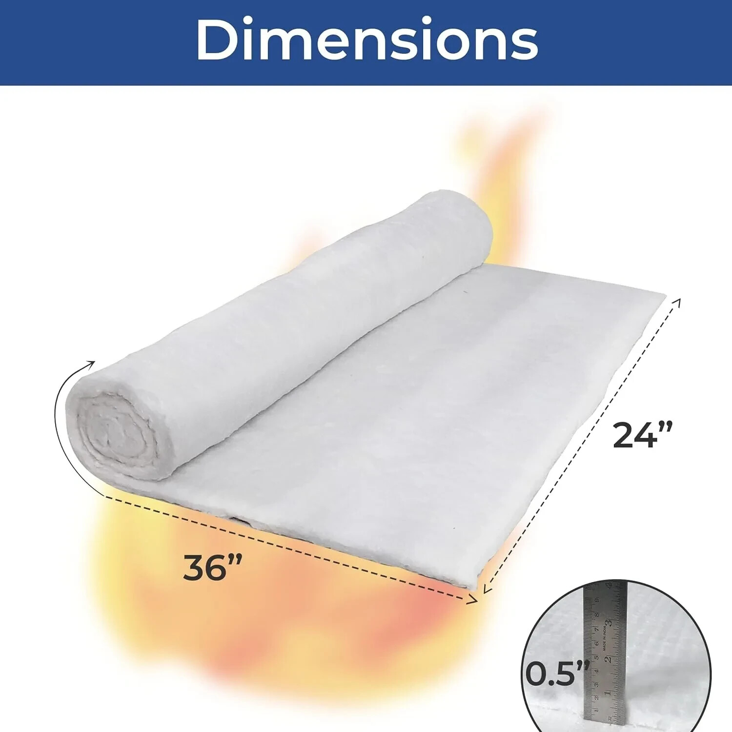 Ceramic Fiber Insulation Blanket Wool Thermal 2400F 8# 1/2″ x 24″ x 36″