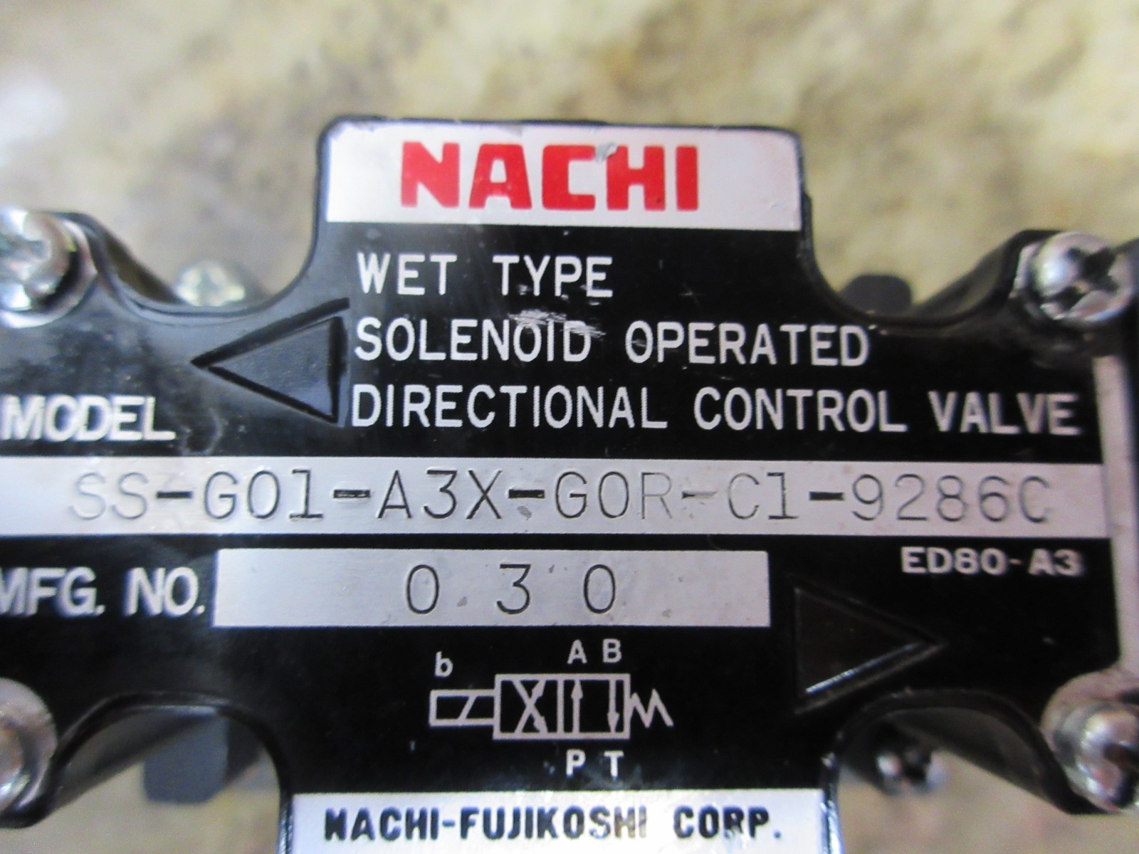 1989 MORI SEIKI MV-40B SS-G01-A3X-G0R-C1-9286C GOR VALVE