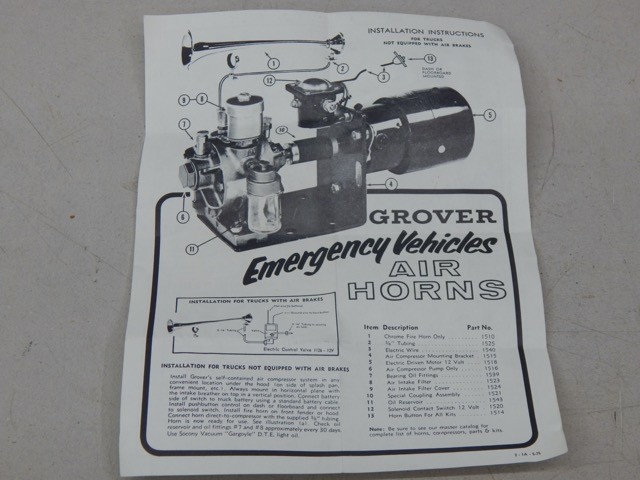 Grover 1126 Air Horn Kit