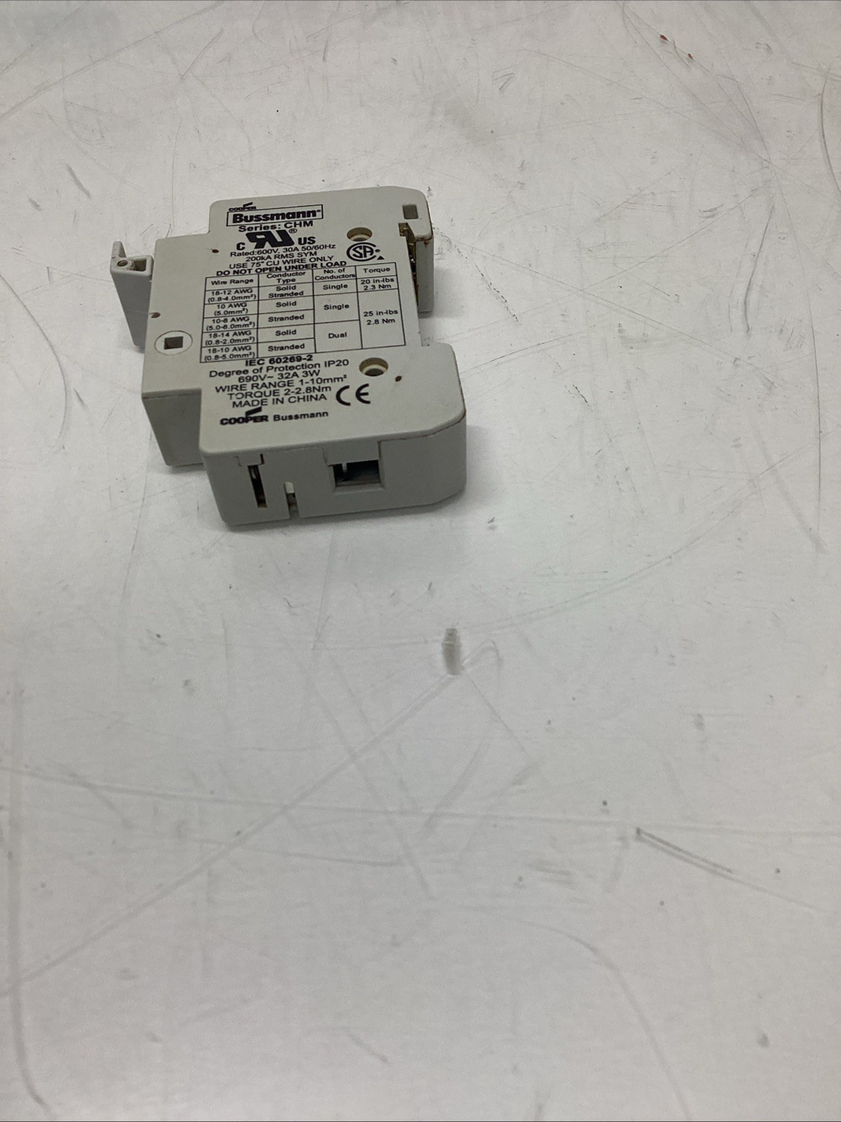 COOPER BUSSMANN SER.CHM 600V 30A 50/60HZ 200KA RMS SYM IEC 60269-2 3W Q-911
