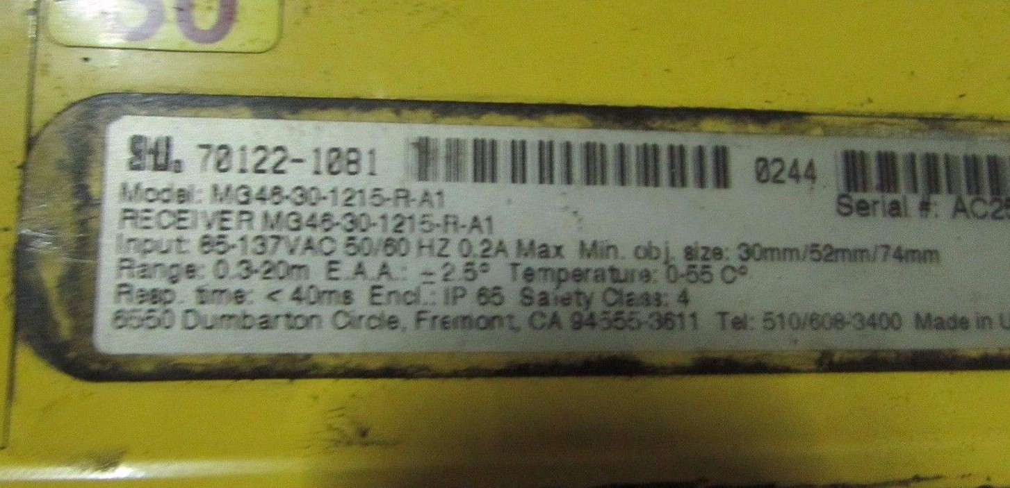 STI 4600 SERIES MG46-30-1215-R-A1 CURTAIN RECEIVER 65-137VAC 50/60HZ 0.2A *GOOD*
