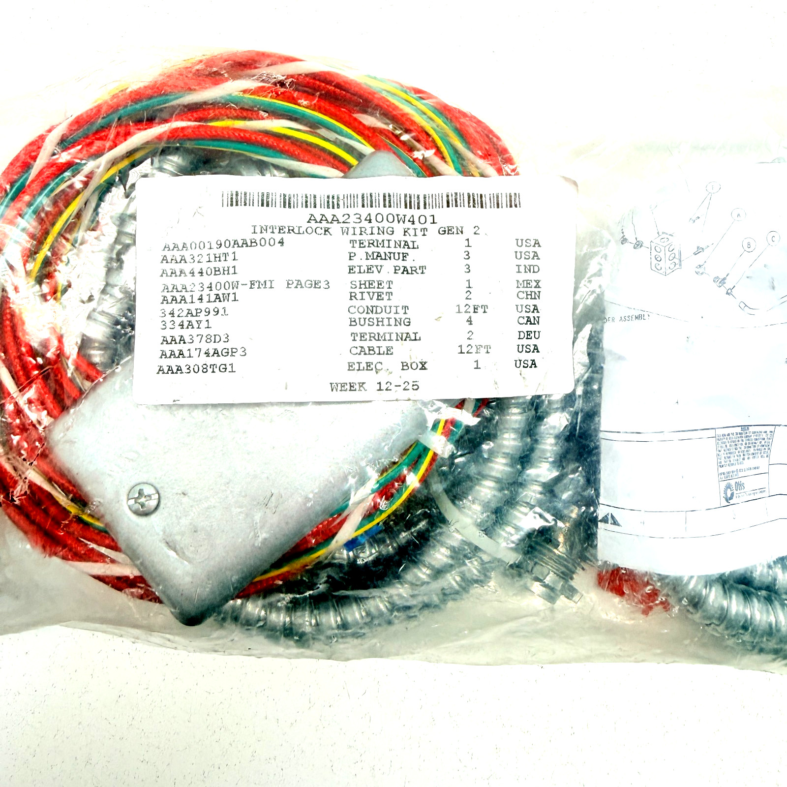 Otis Elevator AAA23400W401 GEN2 Interlock Wiring Kit