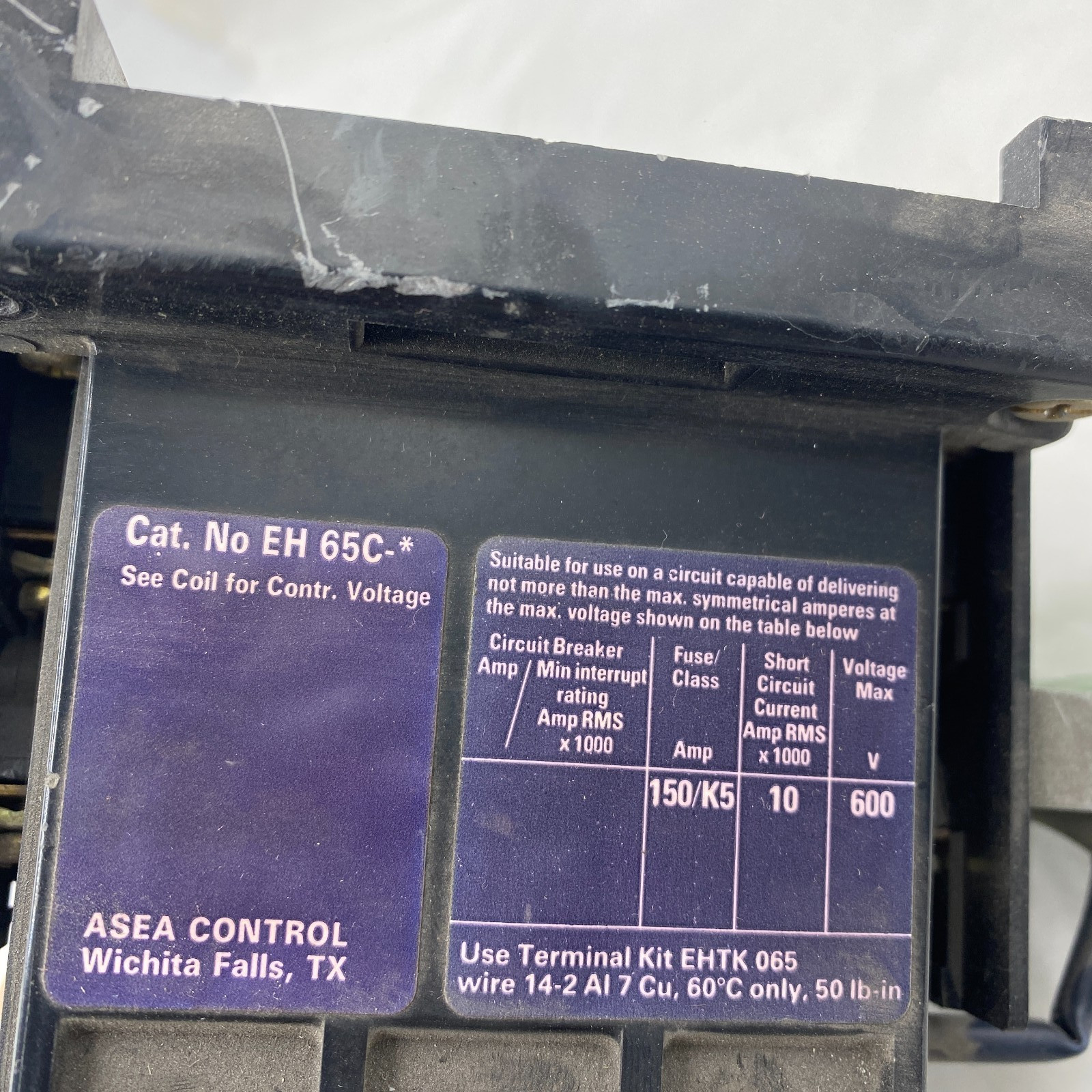 ASEA EH65 Contactor SK823001-Coil Sub No. /ASEA EH65 Contactor