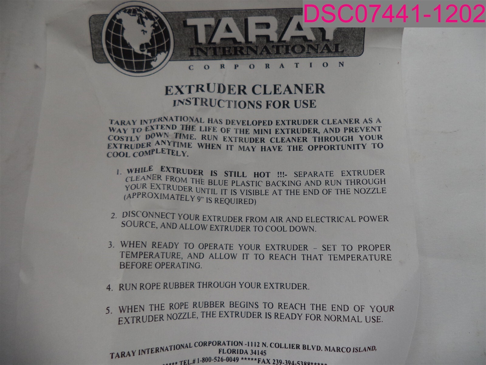 QTY=50 (5 Boxes of 10) Taray Advantage R Extruder Cleaner #96-430 9390-96430