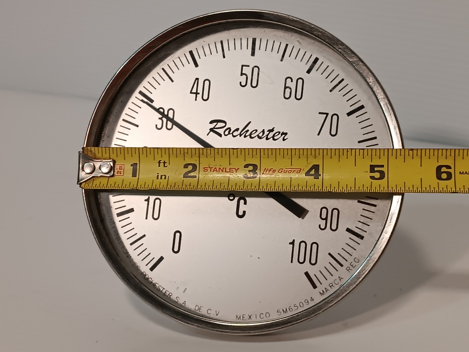 VINTAGE Rochester Centigrade 0-100 Degrees Temperature Gauge, 5″ Dial Face