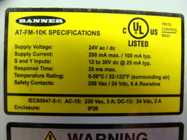 BANNER AT-FM-10K SAFETY RELAY 24VAC/DC 200mA MAX