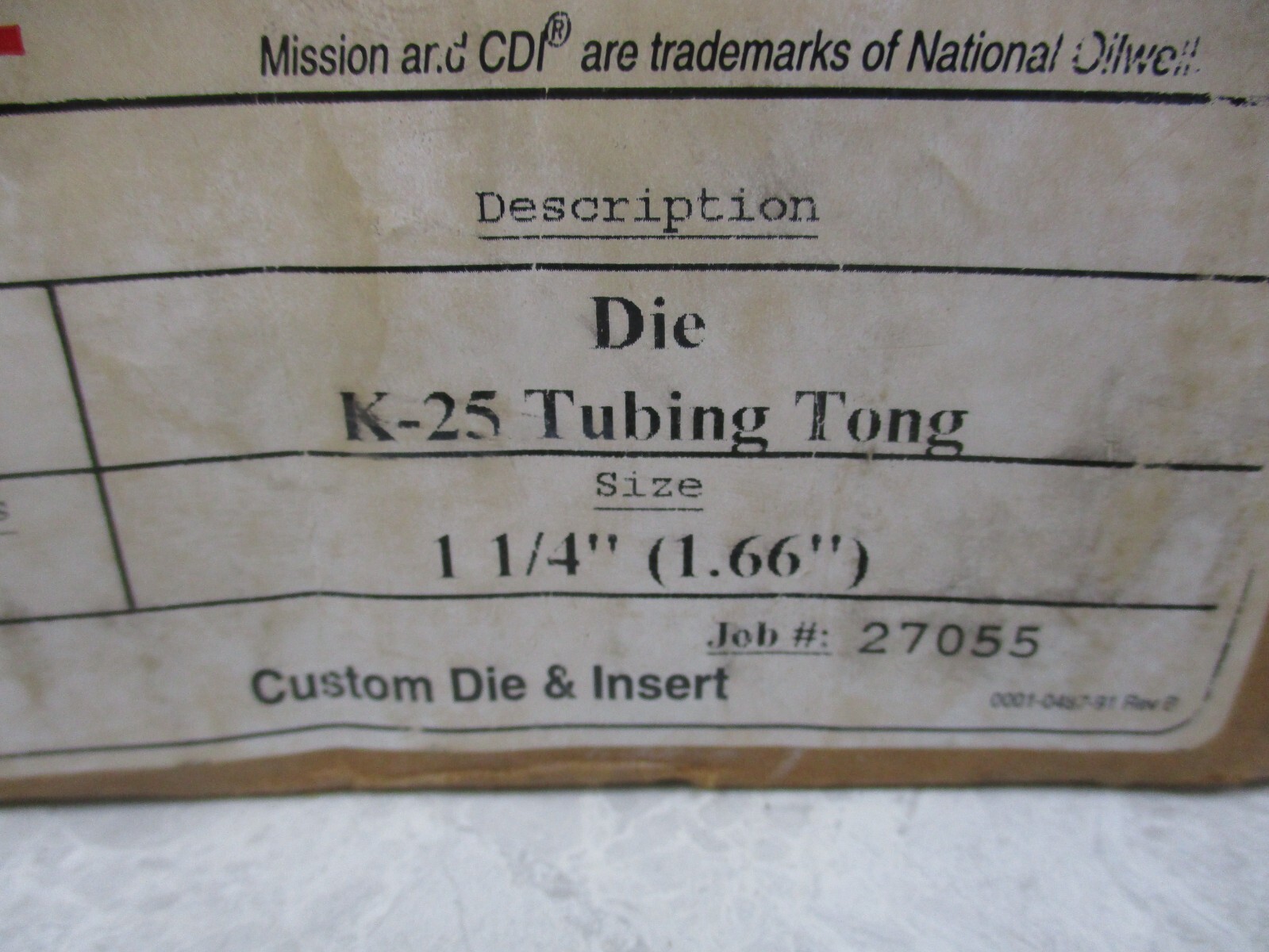 BOX OF 12 NATIONAL OILWELL VARCO 6425020 K-25 TUBING TONG 1-1/4, T0968