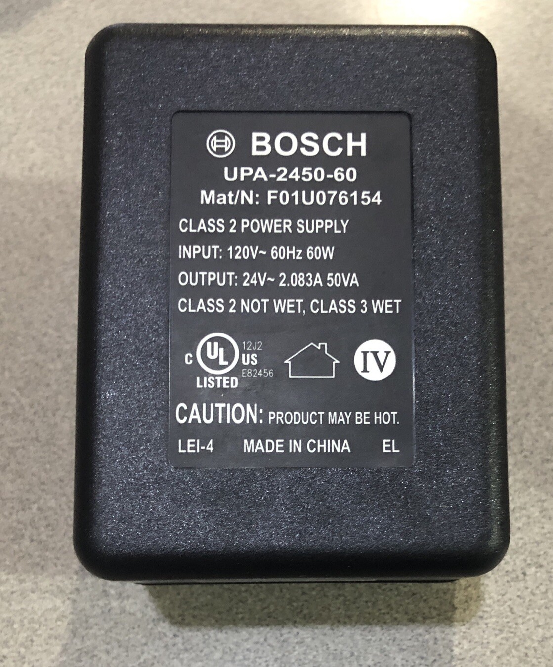 BOSH UPA-2450-60 CLASS 2 POWER SUPPLY 24VAC 2A 50VA