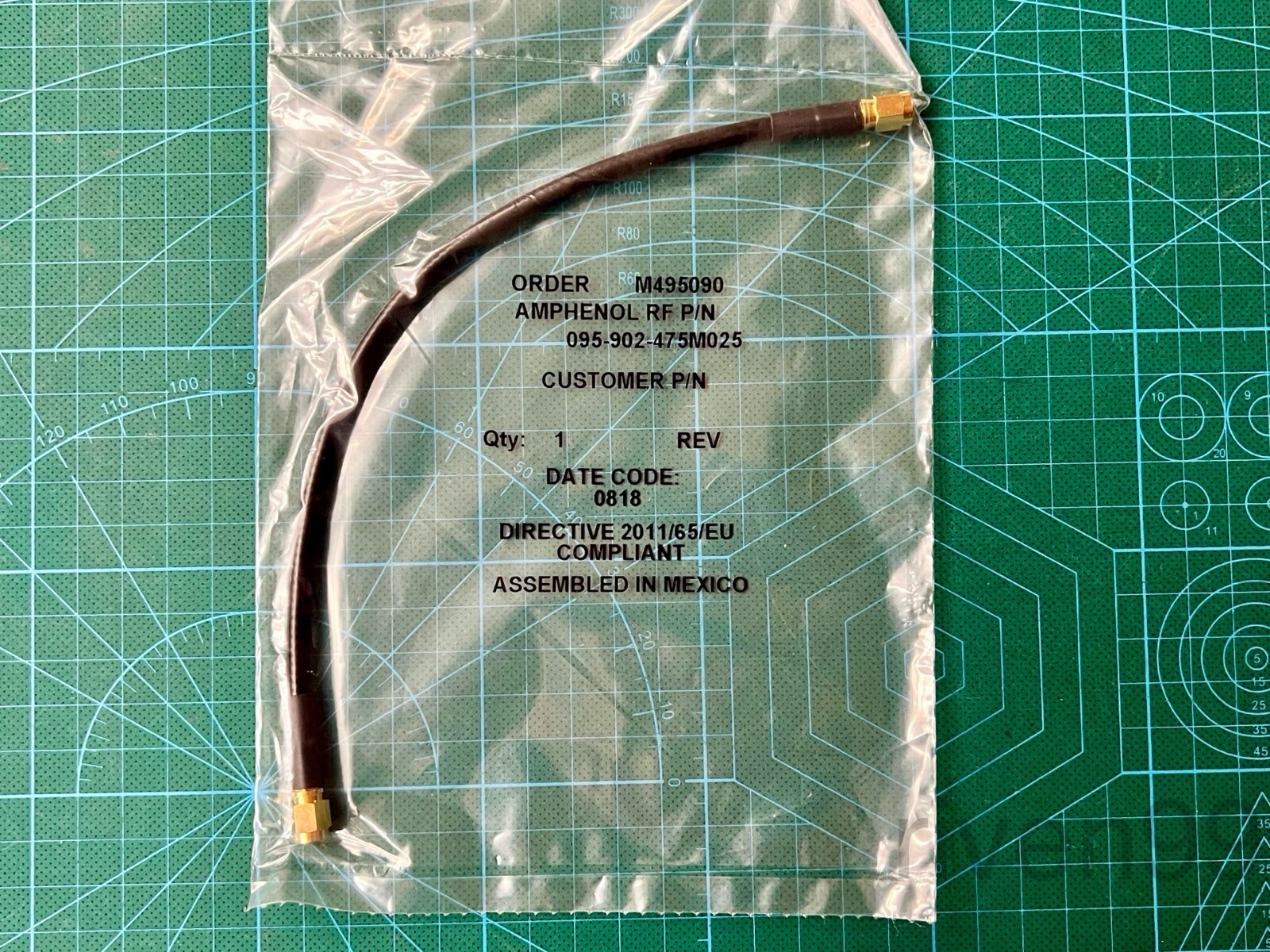 Amphenol RF LMR-195 6GHz Coaxial Cable SMA Male Plug to Male, 0.25m (9.84in)