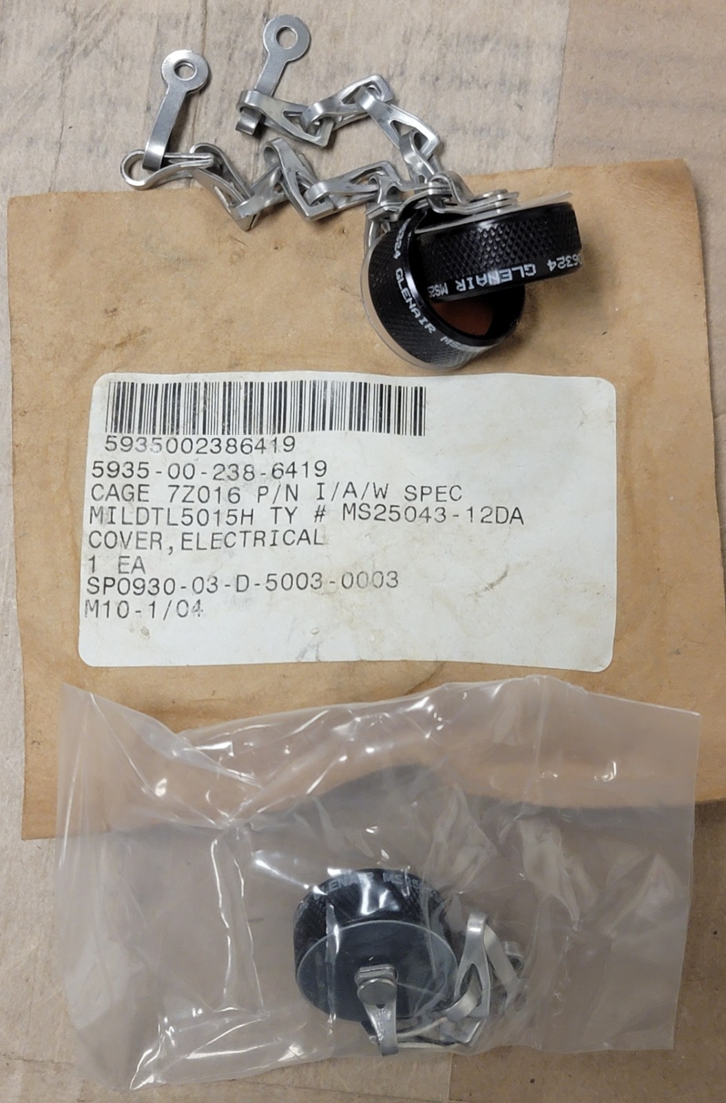 LOT OF 4 – Glenair MS25043-14DA Circular MIL Spec Cover, Amphenol (PCD)