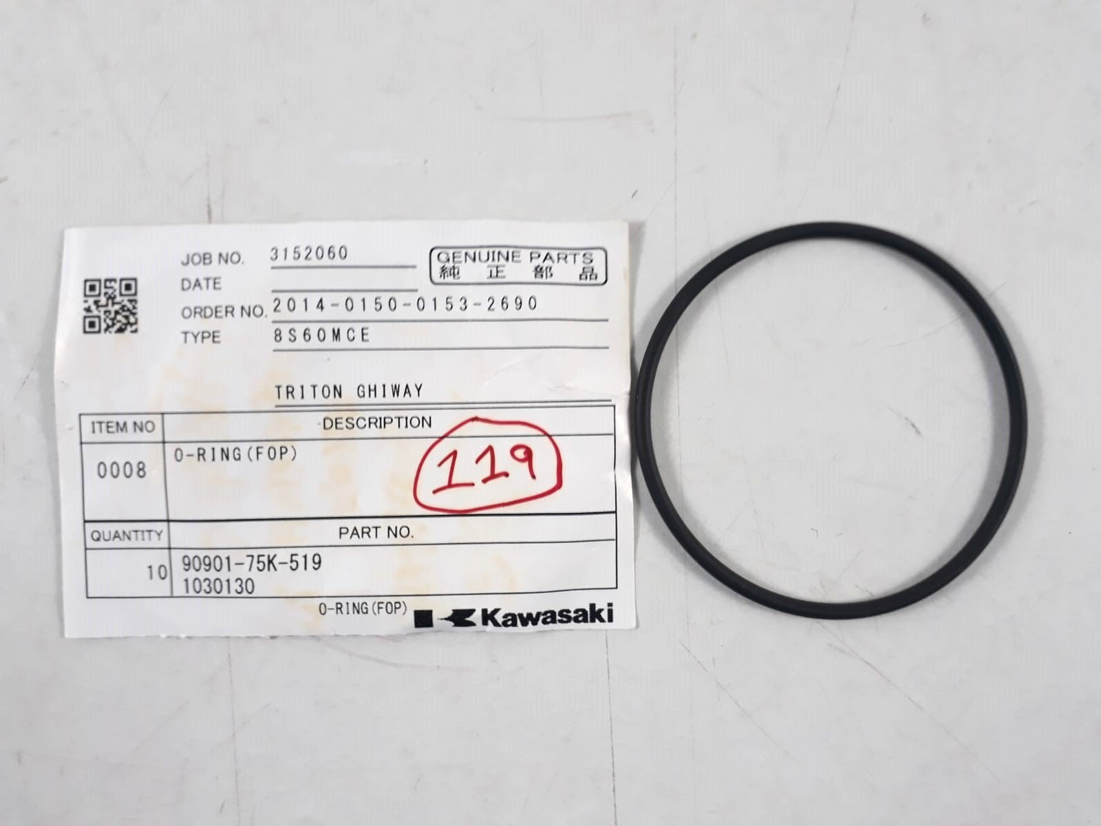 O-Ring (FOP) 90901-75K-519 1030130 For Kawasaki 8S60MCE Genuine Part (PACK 5)