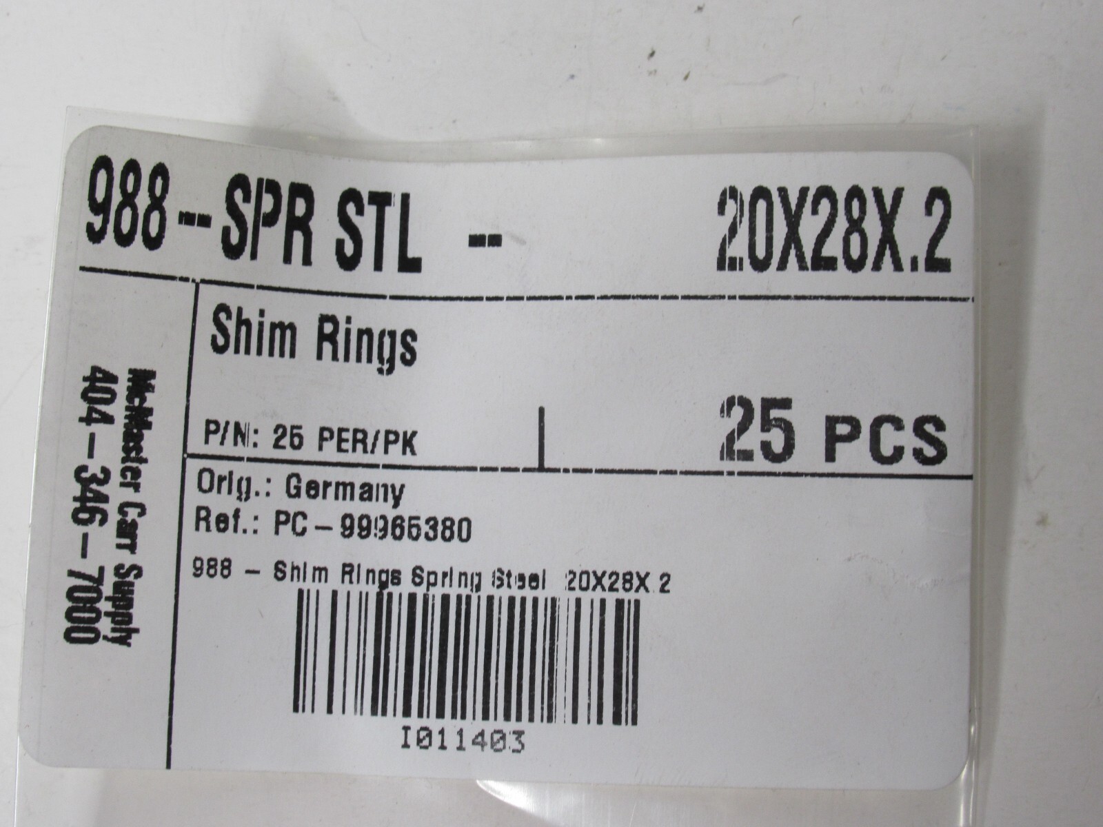 (NEW – Lot of 75) MCMASTER CARR 988-SPR STL 404-346-7000 Shim Rings