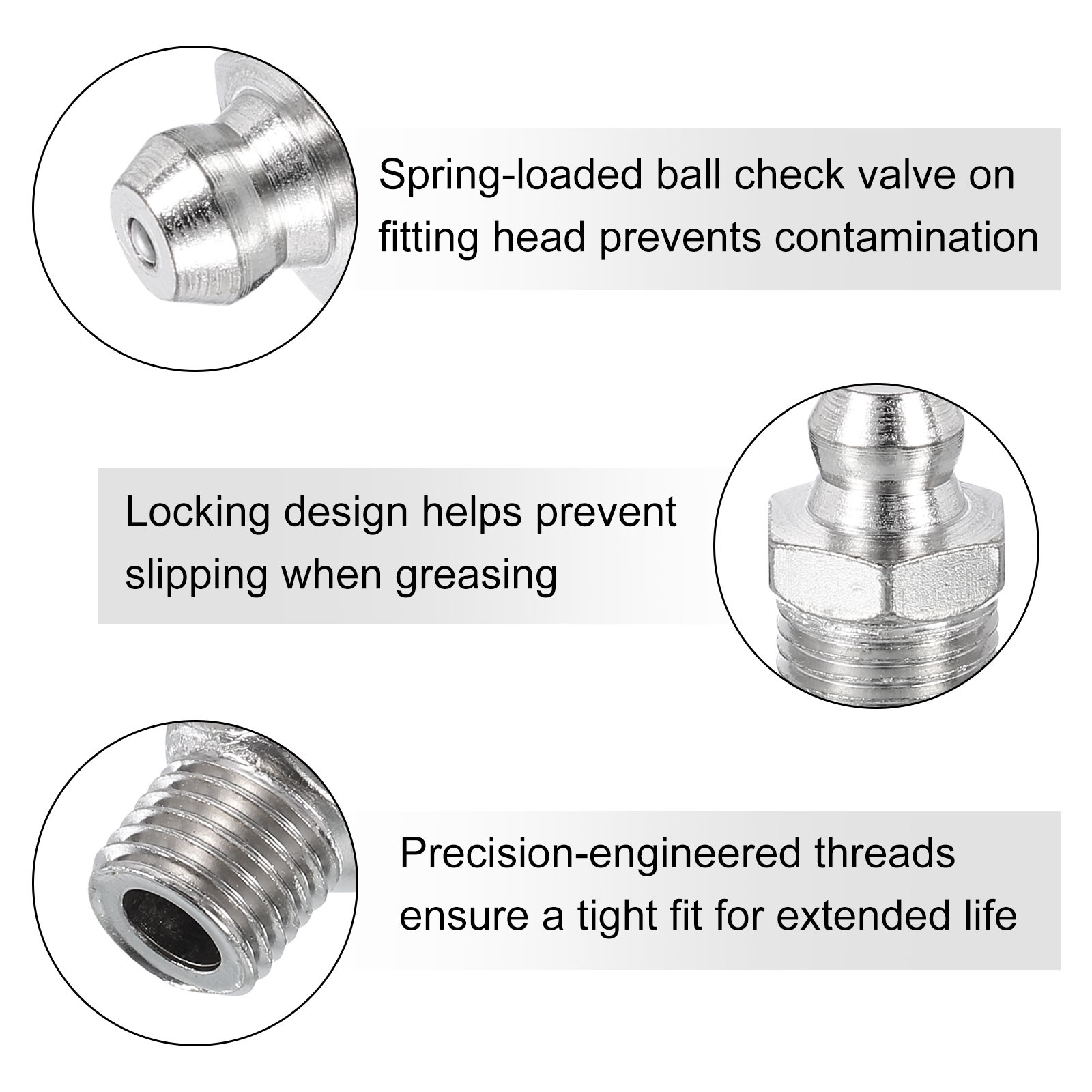 Straight and Angled Grease Fitting 1/4″-28 5/16″-24 3/8″-24 1/8″-28, 45Pcs