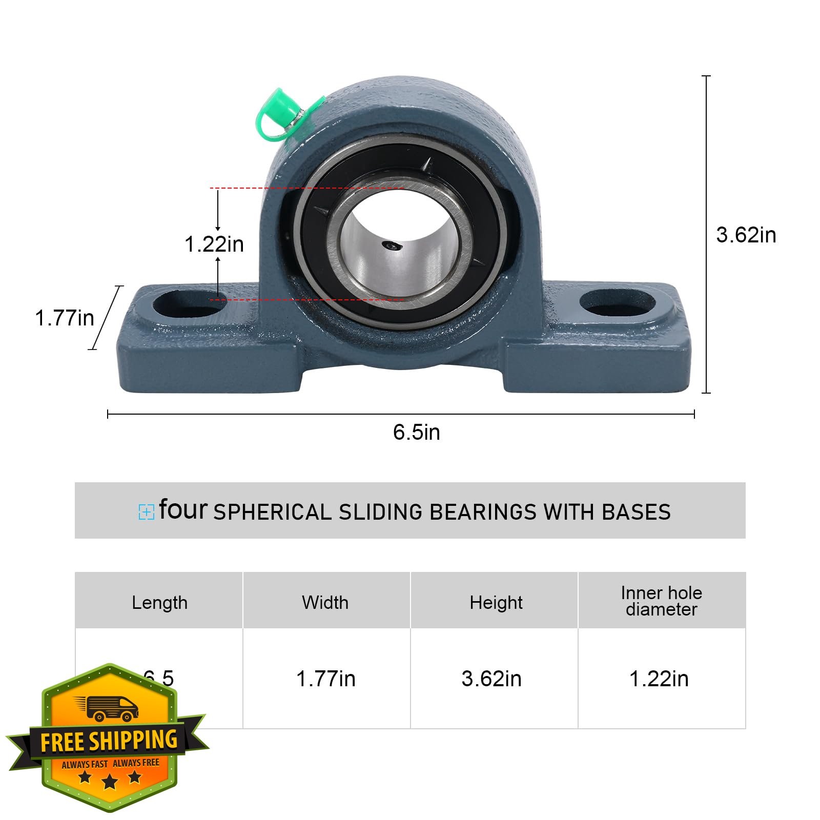 SUPLABEL UCP207-20 Pillow Block Bearing 1-1/4″ Bore 4 Pcs