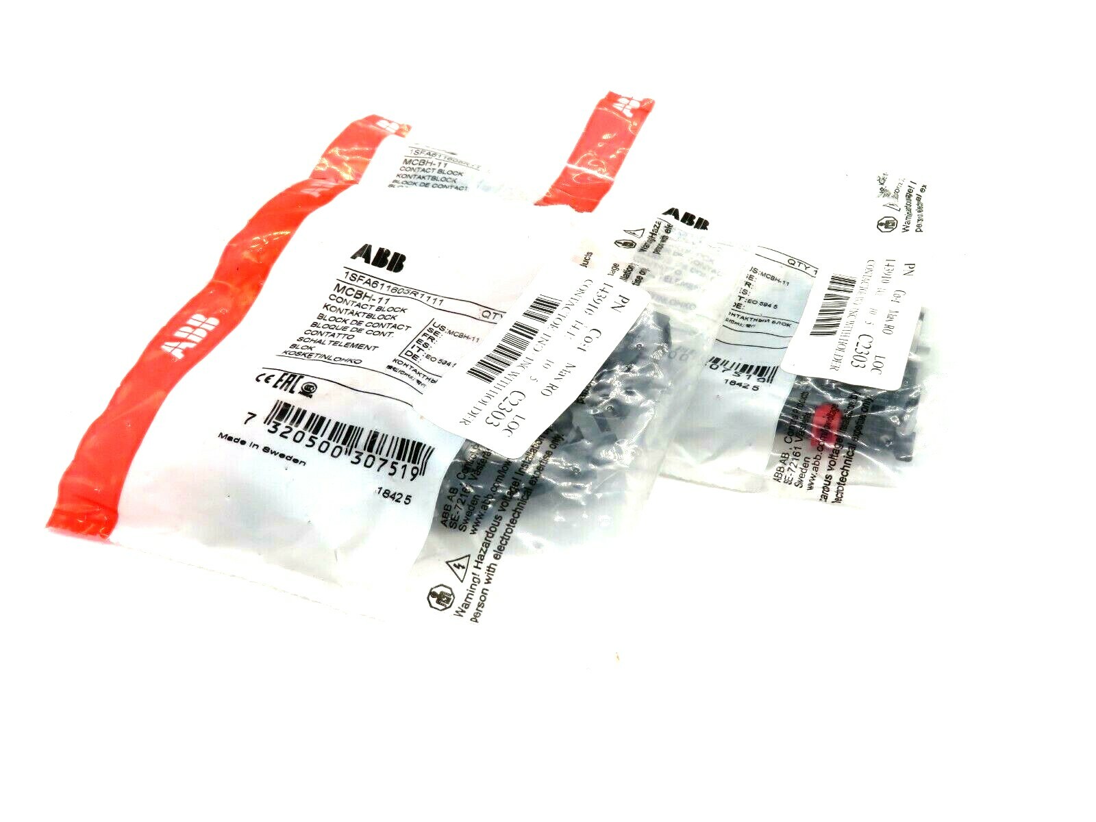 NEW LOT OF 3 ABB 1SFA611605R1111 CONTACT BLOCK MCBH-11