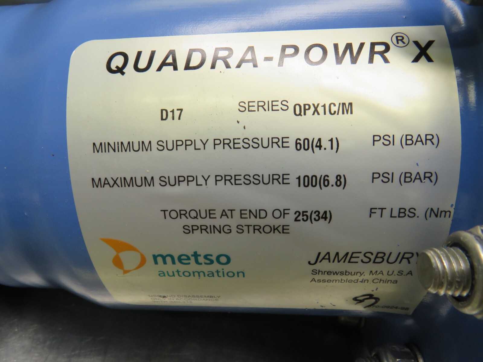 Metso D17 Quadra Powr X QPX1C/M With VA15302NJ Mounting Kit