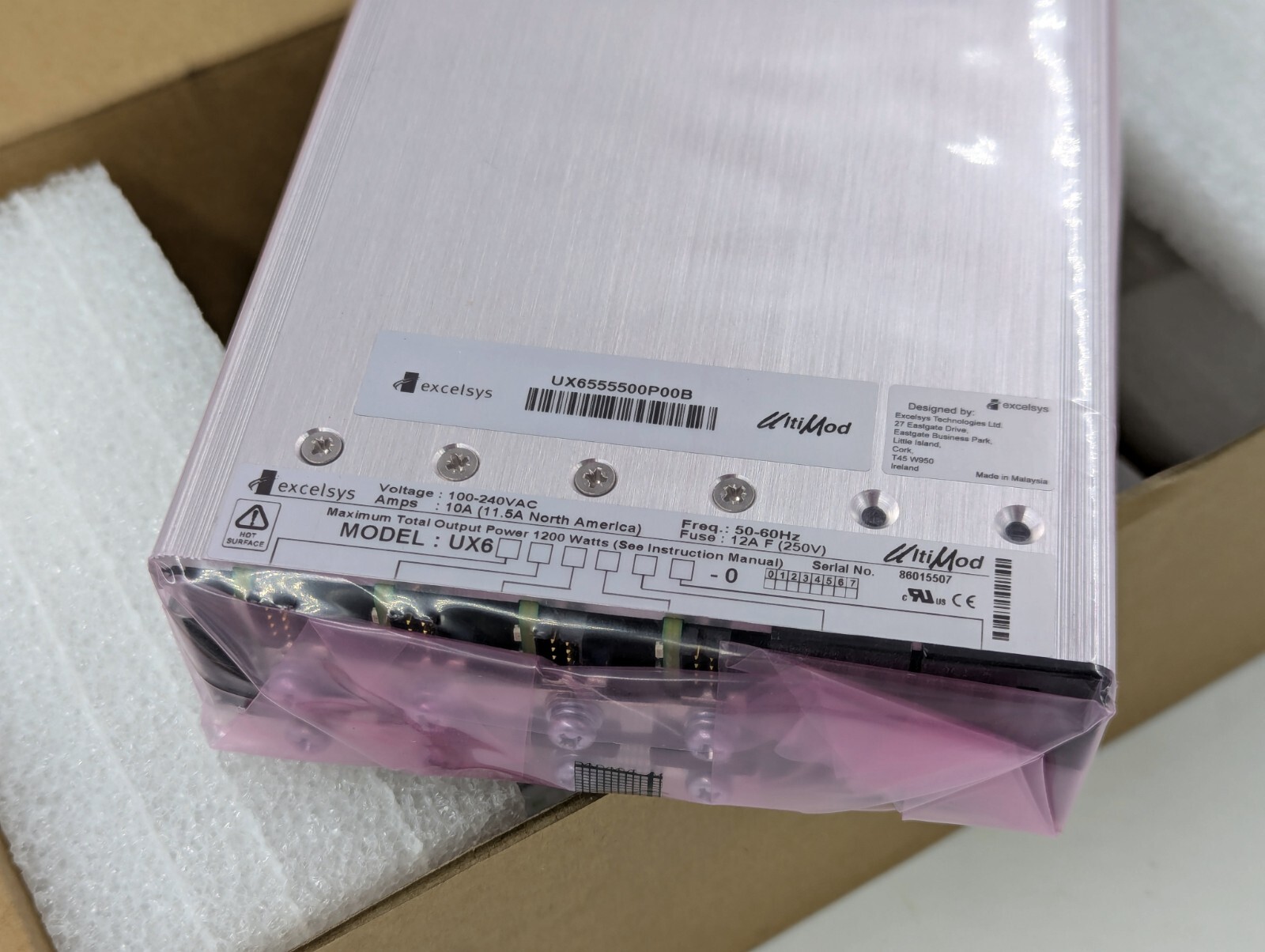 Brand New Excelsys UX6 100-240VAC 50-60Hz 1200W Power Supply