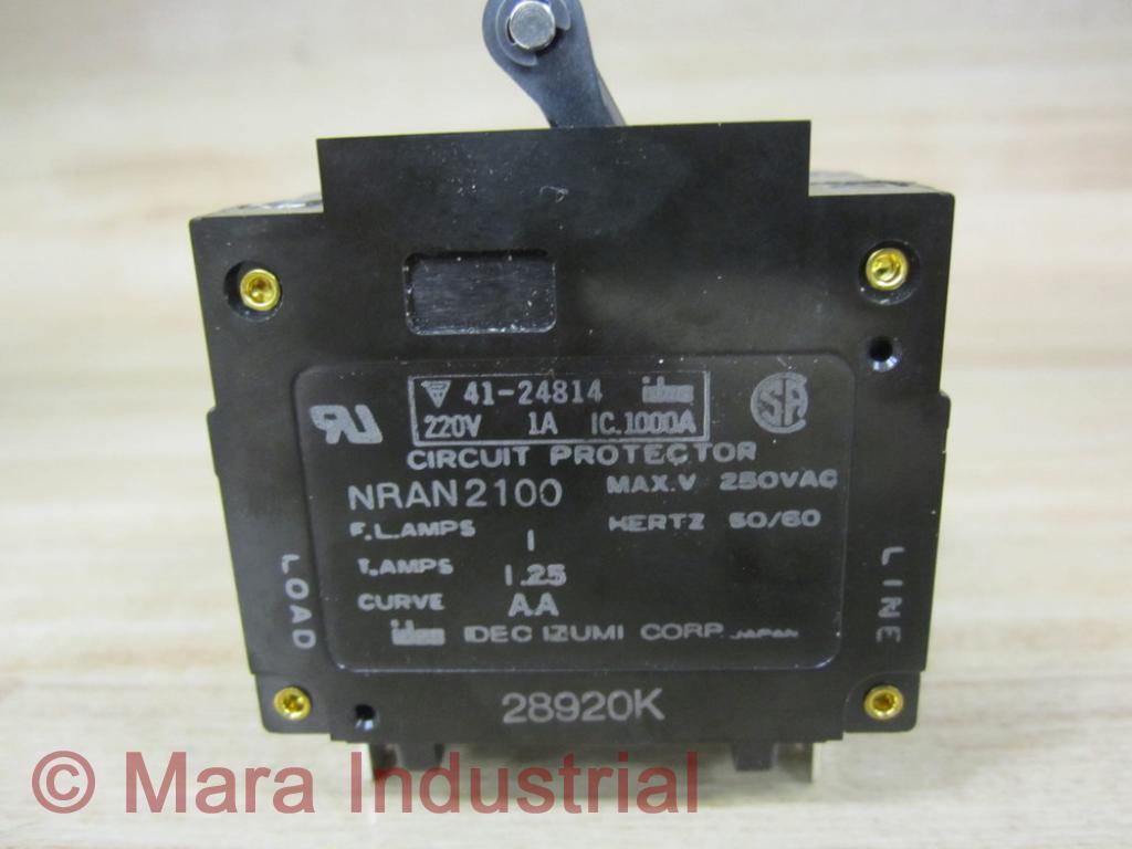 IDEC/ IZUMI NRAN-2100-1A-AA 2 Pole Circuit Protector RNAN21001AAA