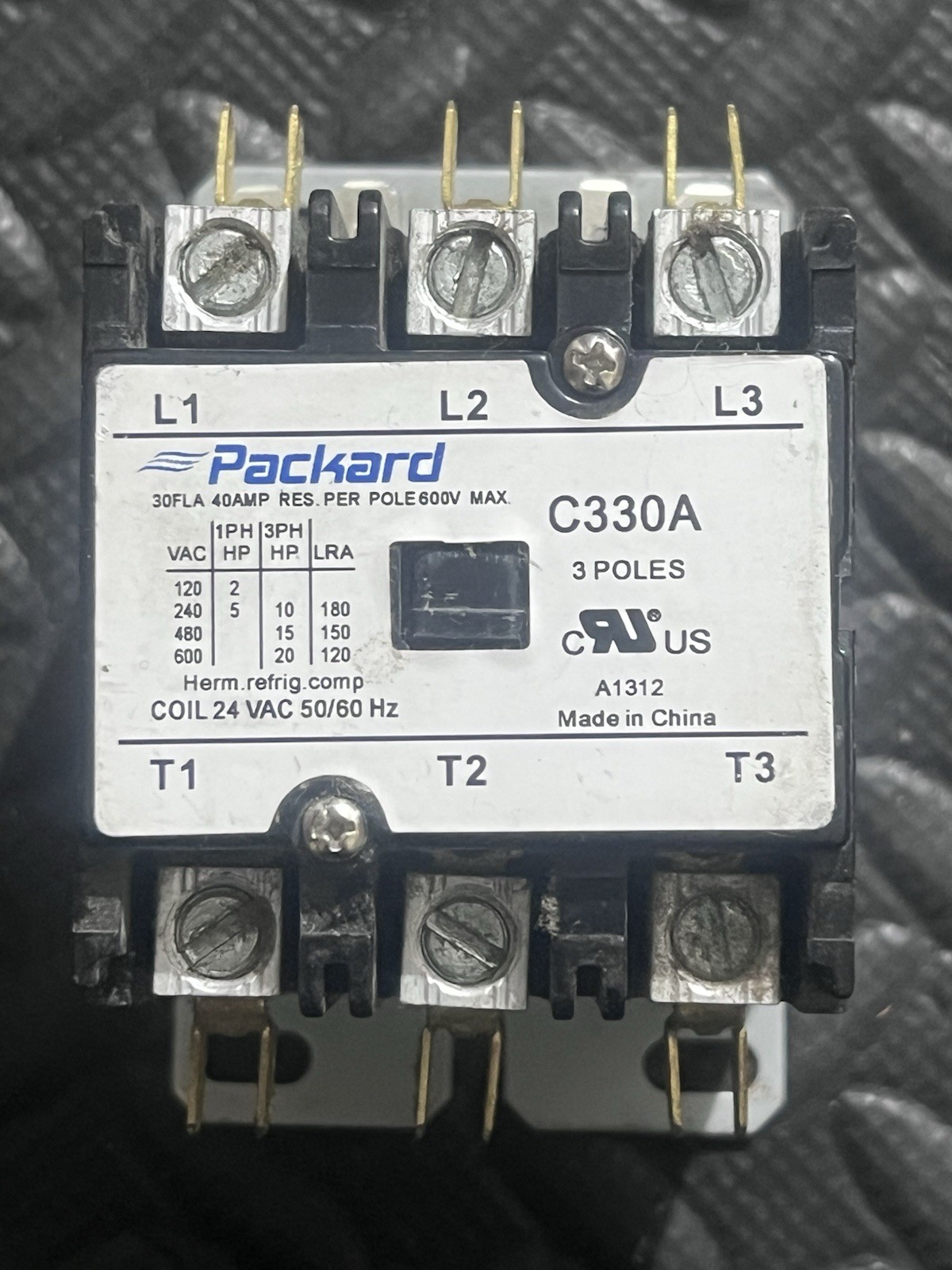 Packard C330B Contactor 3-Pole 30 Amp 120VAC