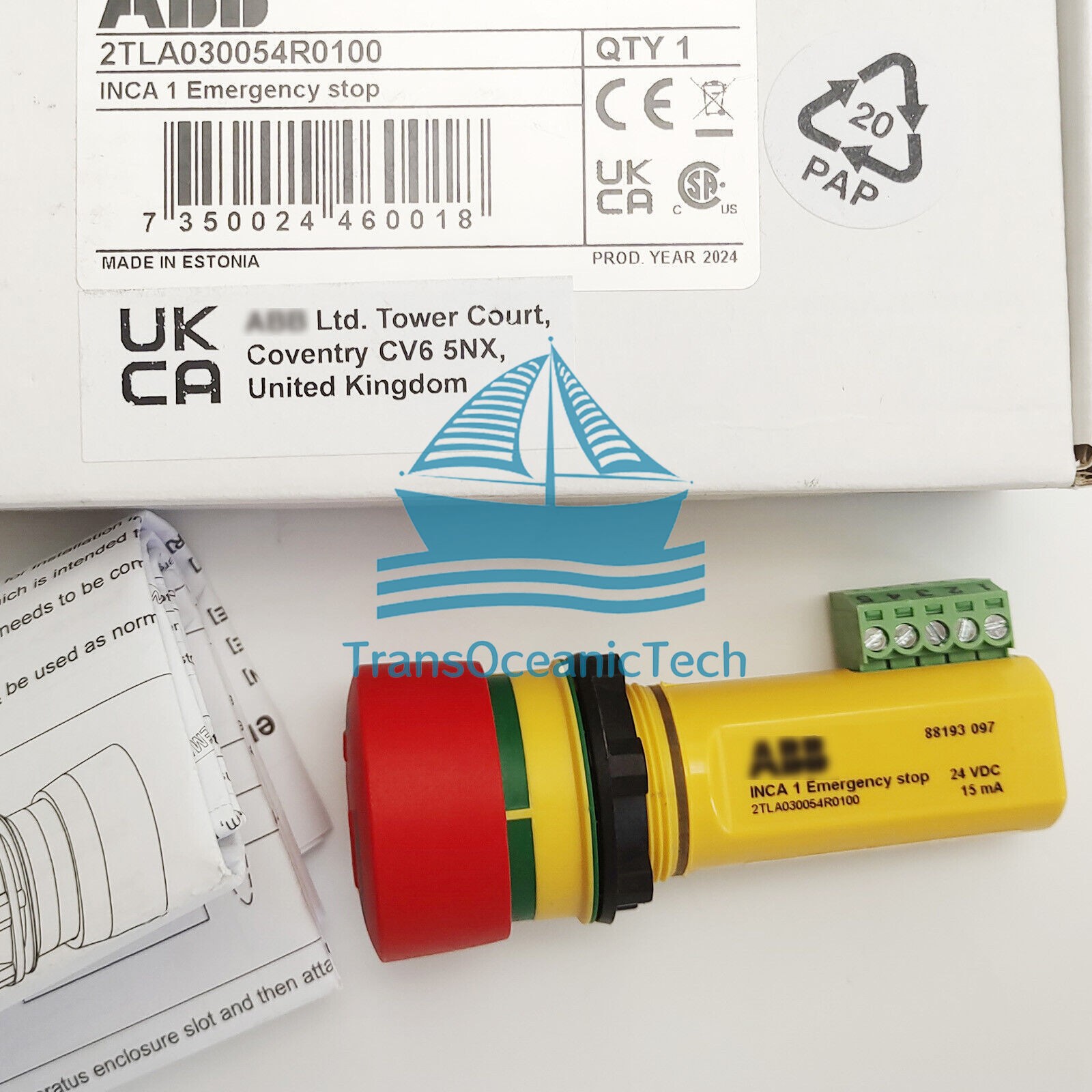 1PCS New ABB 2TLA030054R0100 Emergency Stop Button Free delivery