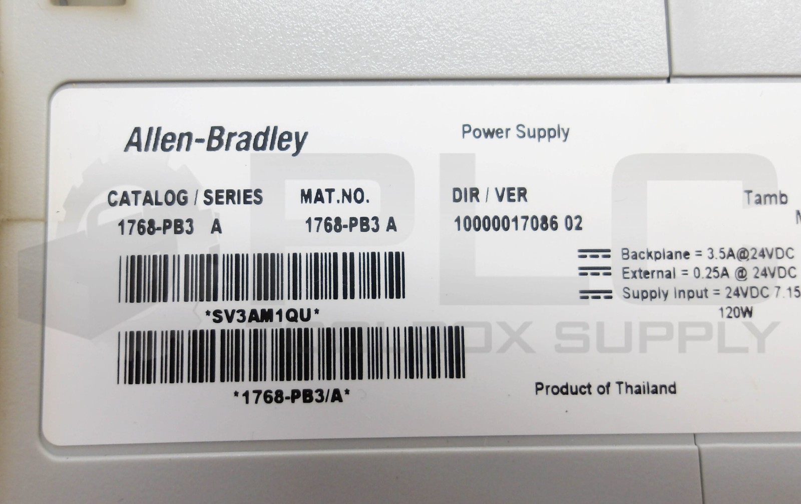 ALLEN BRADLEY 1768-PB3 /A POWER SUPPLY 24VDC 120W 7.15A