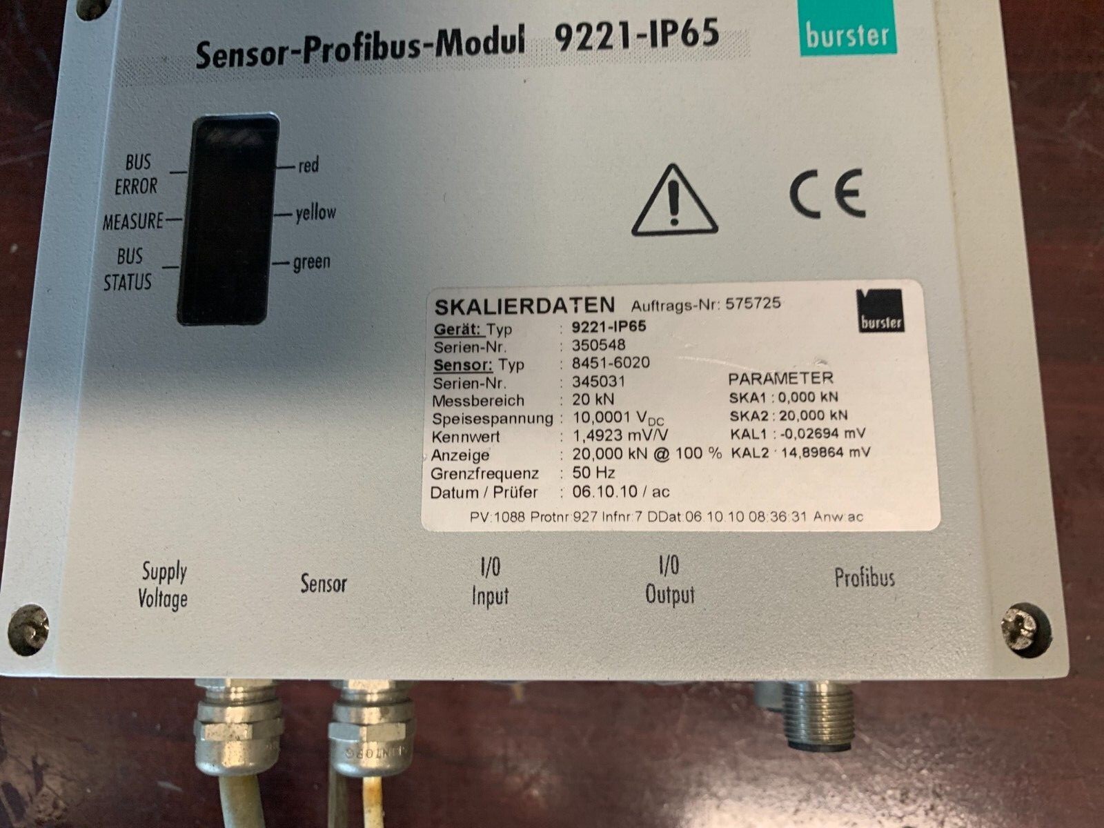 Burster 9221-IP65, Sensor Profibuss Shipped by Priority Mail