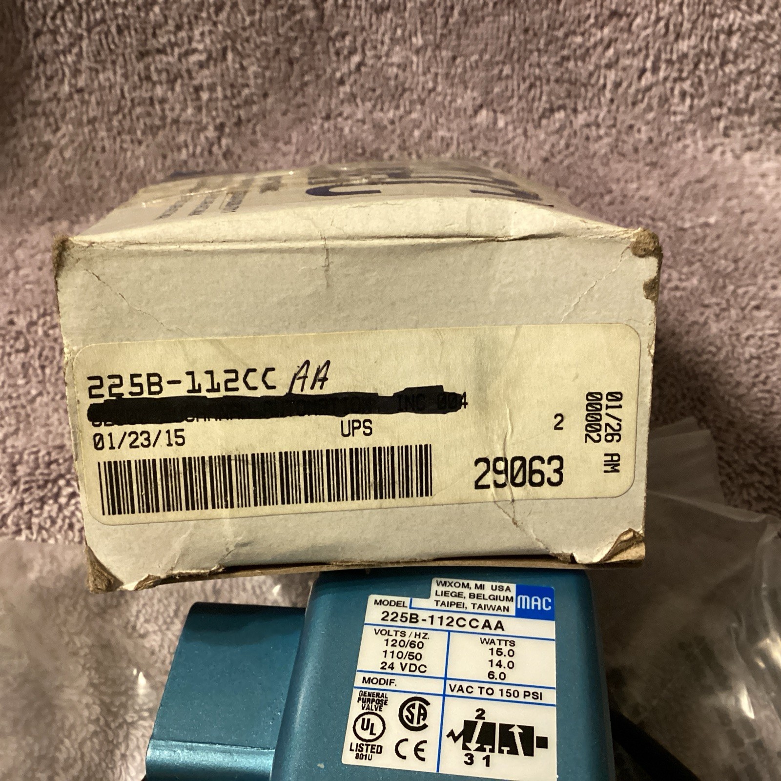 MAC VALVE…225B-112CC AA…SOLENOID VALVE….NEW