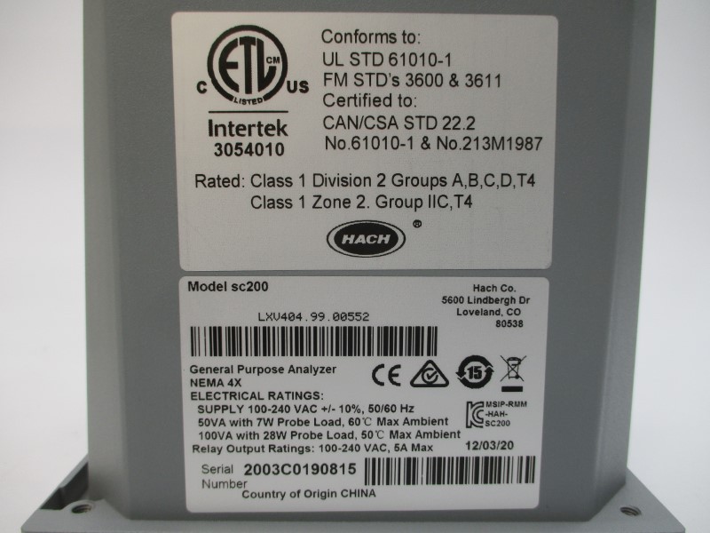 HACH LXV404.99.00552 SC200 100-240VAC 5A NSMP