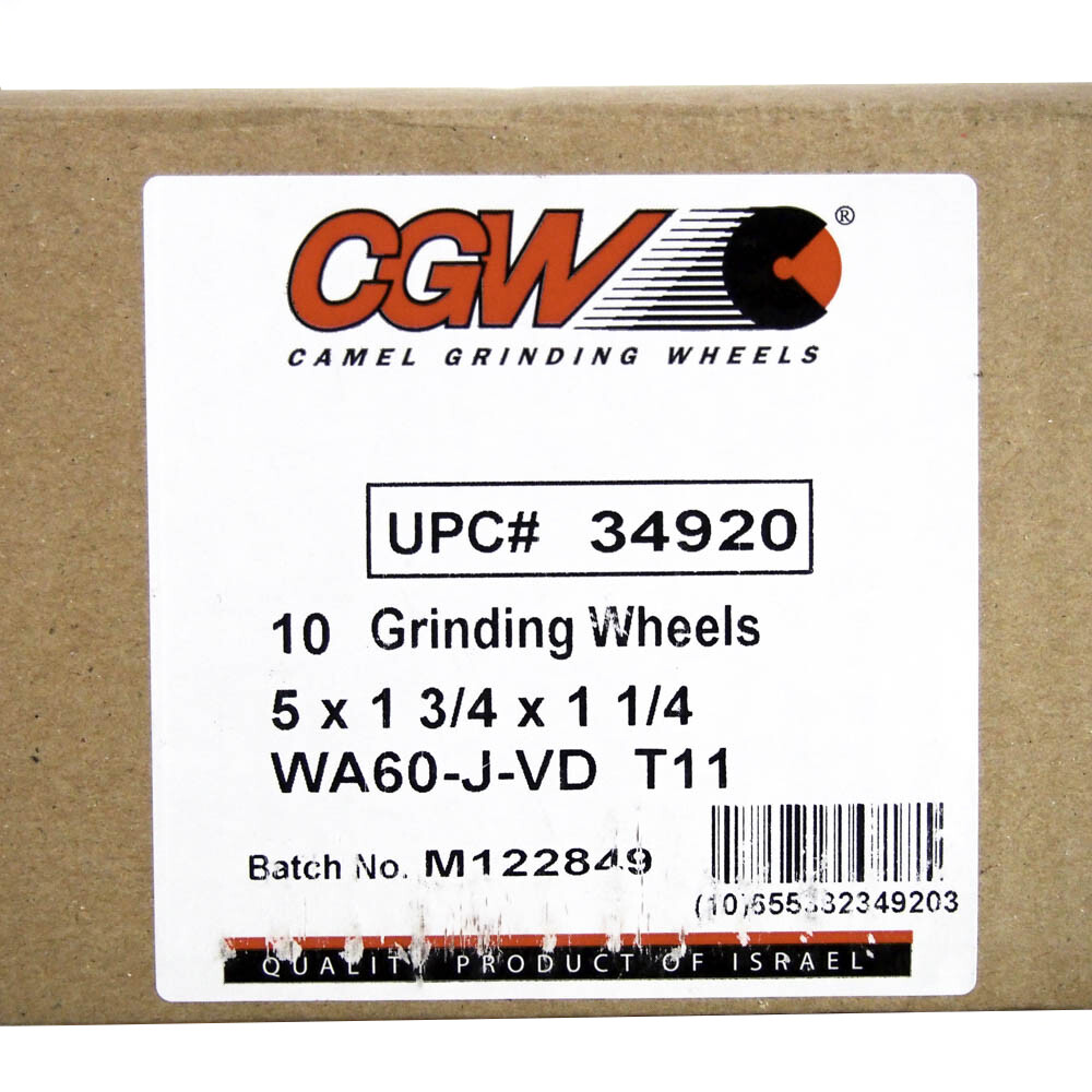 CGW Abrasives 34920 5″ x 1-3/4″ 60 Grit Grinding Wheel (10 Pcs) –