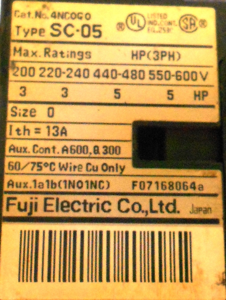 FUJI ELECTRIC CONTACTOR SC-05
