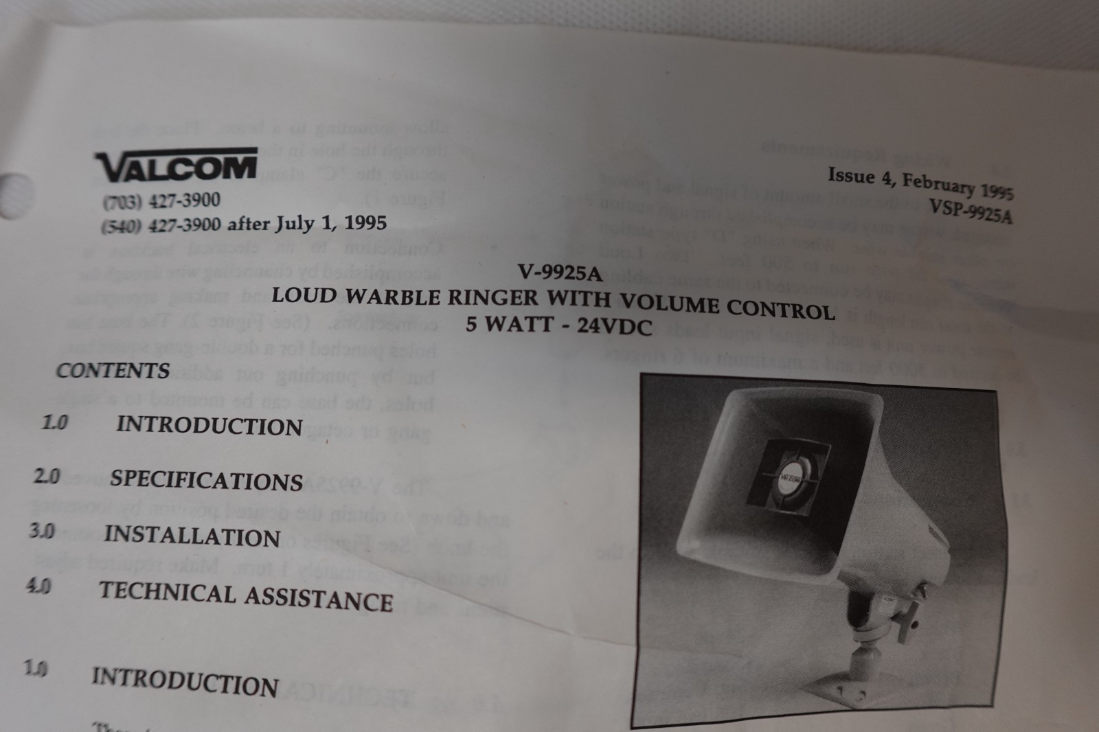 Valcom V-9925A Loud Warble Ringer Horn w/Volume Control – New Surplus in Box