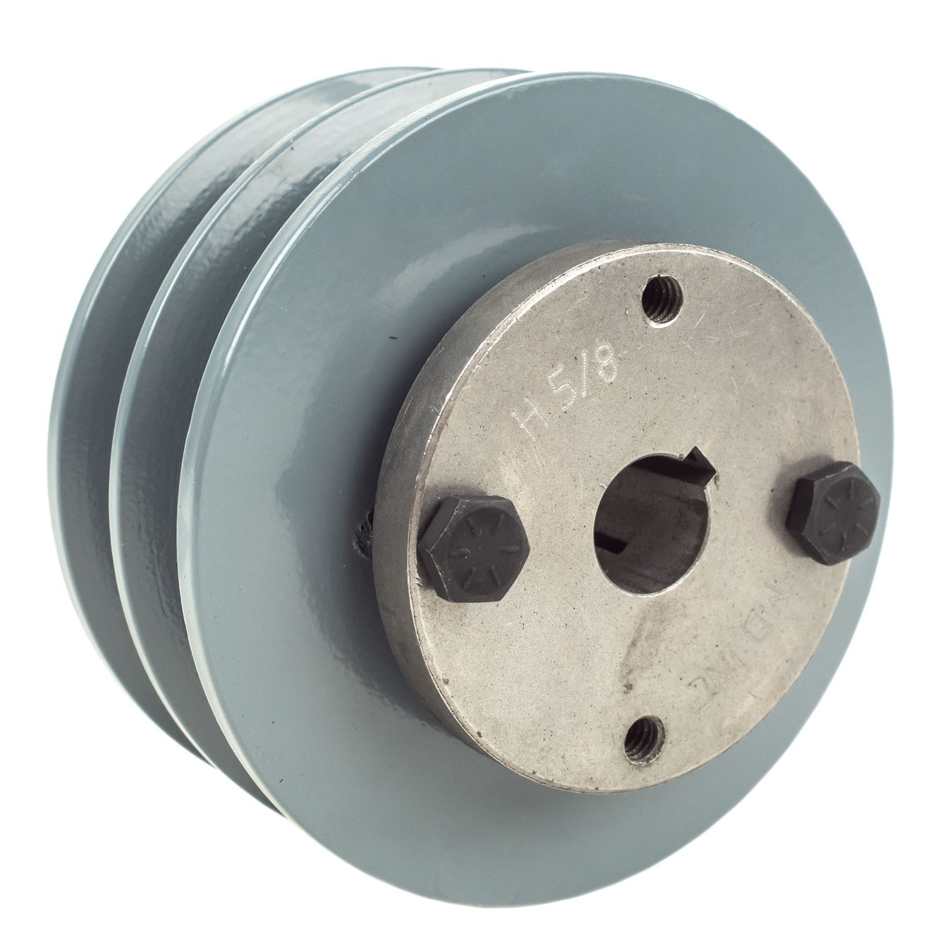 Cast Iron 4″ Dual Groove Pulley 2 Belt B Section 5L with 5/8″ Sheave Bushing