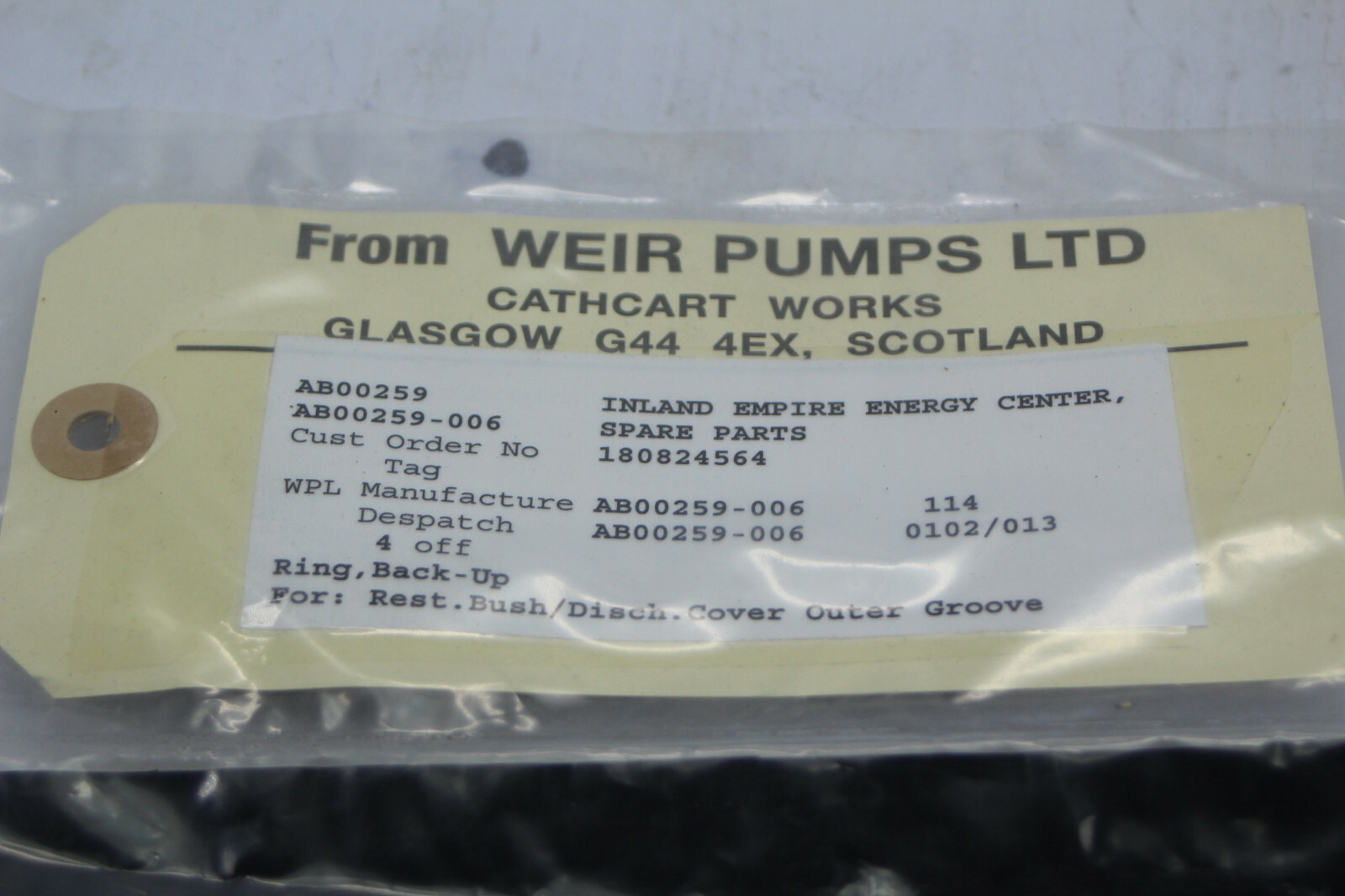 Weir Pumps LTD AB00259-006 O-Ring Kit New