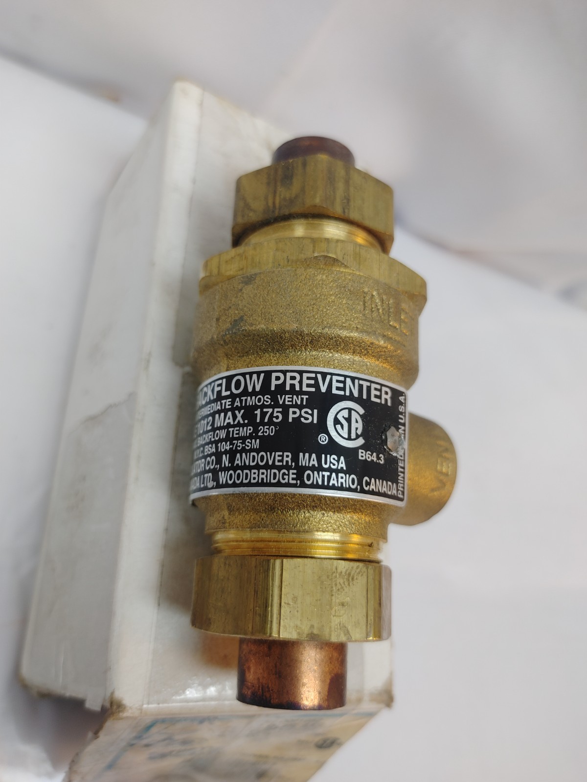 9DS-M3 1/2″ Sweat Backflow Preventer Dual Check Vent Valve *BOX WEAR*
