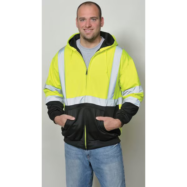 Utility Pro Hi-Viz Sweatshirt, Ylw/Blk, Polymide, 2XL UHV425-xxl-BLKYLW Utility