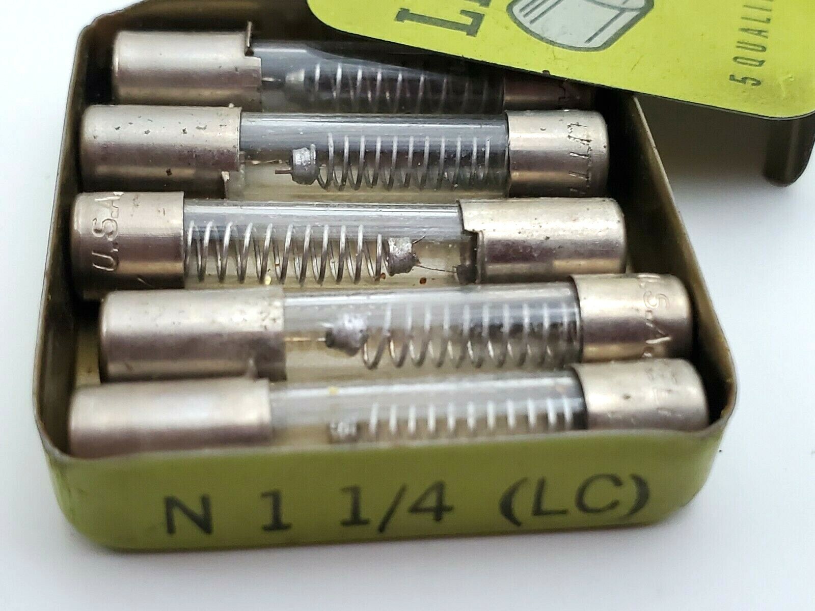 Lot of 10 Littelfuse N-1-1/4A LC 125 Volt 1-1/4 Amp Vintage Glass Fuses
