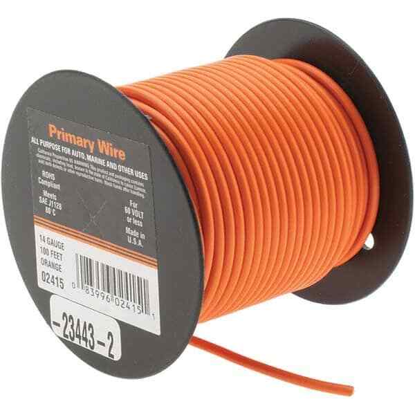 EastPenn -23445 14 AWG, 100′ OAL, Hook Up Wire Orange Vinyl Jacket
