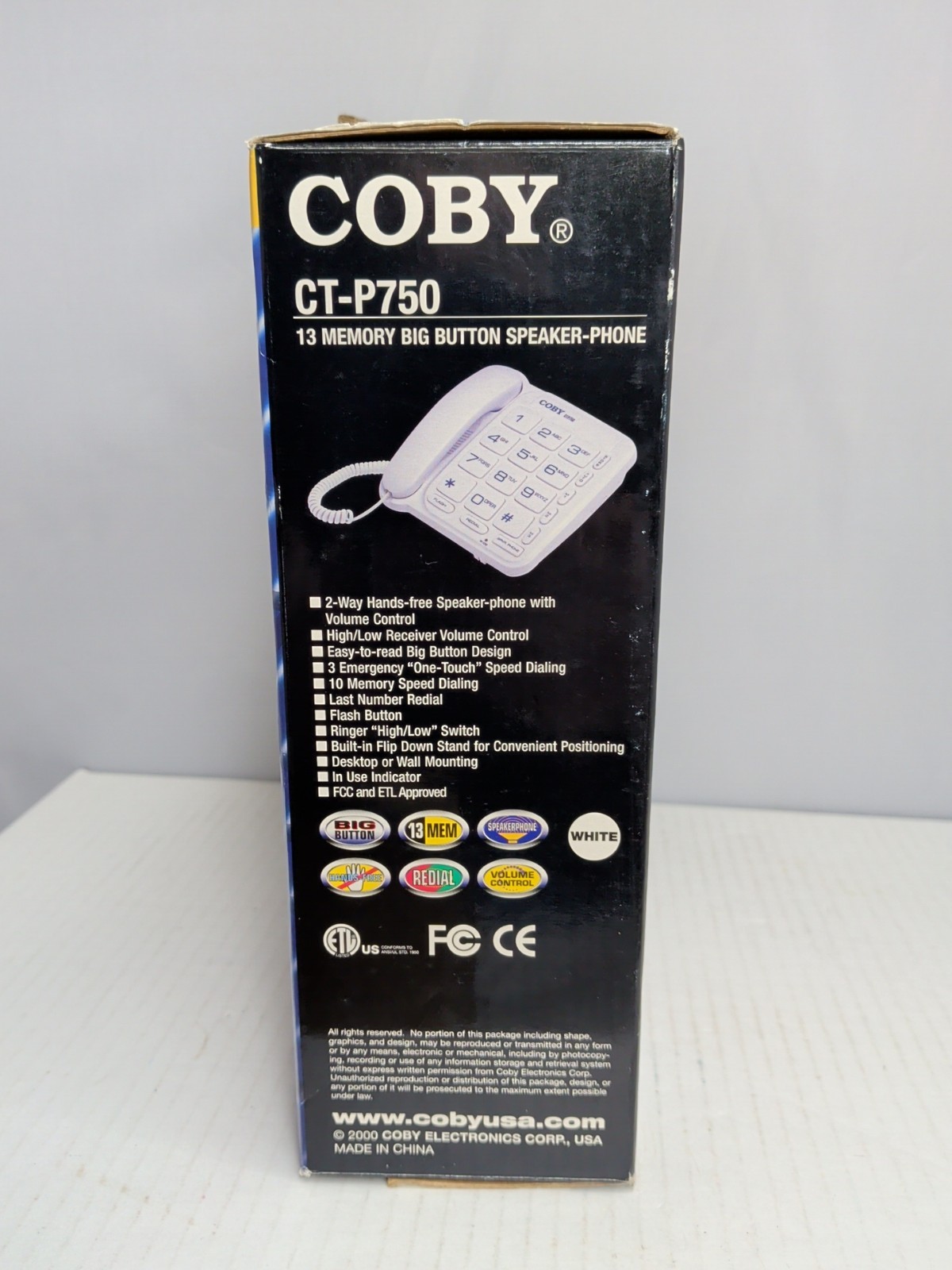 Coby CT-P750 Big Button Phone Speakerphone Brand New Old Stock S3