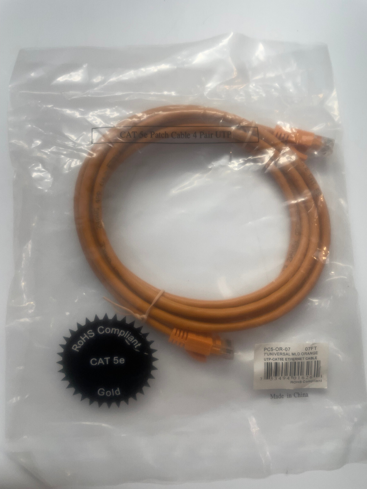 7ft Cat 5E Crossover UTP Ethernet Network Cable – Orange