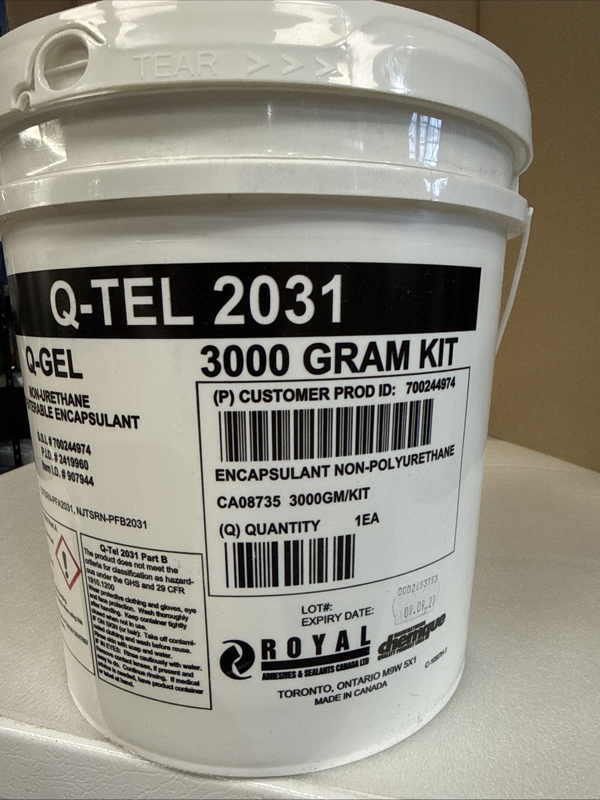 Q-Tel 2031 Encapsulant 3000 Gram Kit. Non-Urethane Re-Enterable