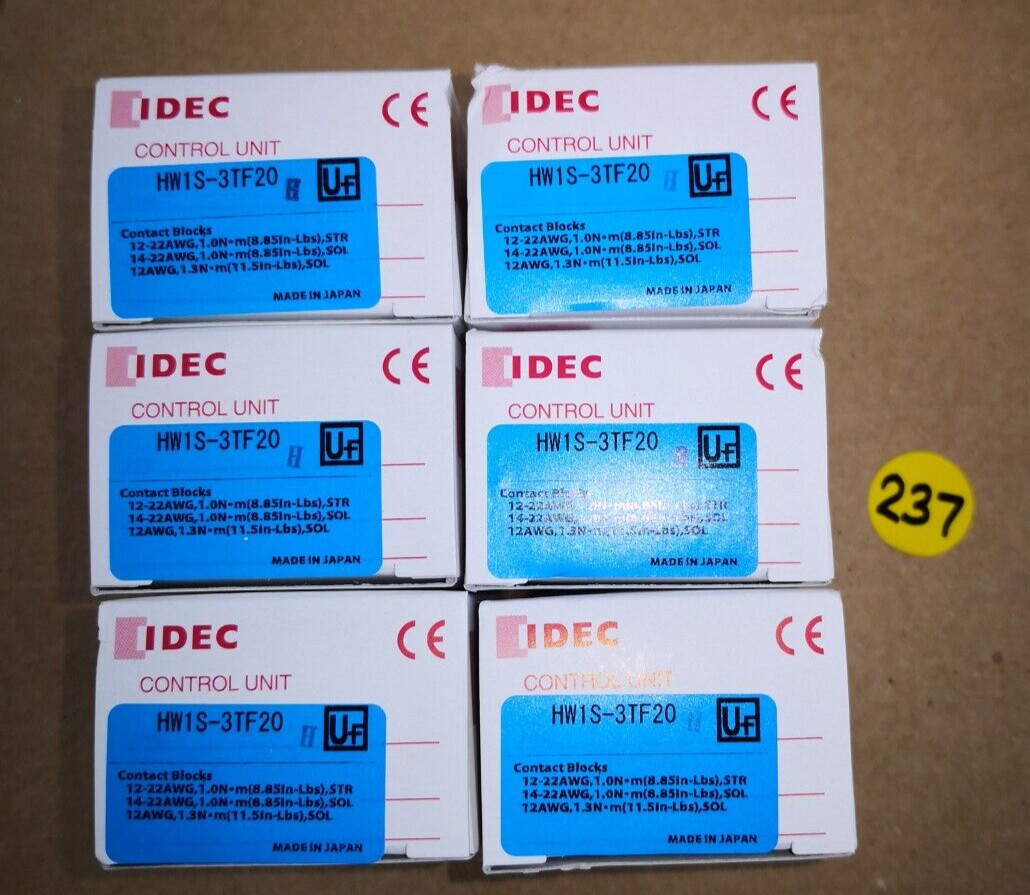 IDEC HW1S-3TF20 SELECTOR SWITCH 3POS DPST 10A 110V. Japan. LOT of 6. NIB. #237