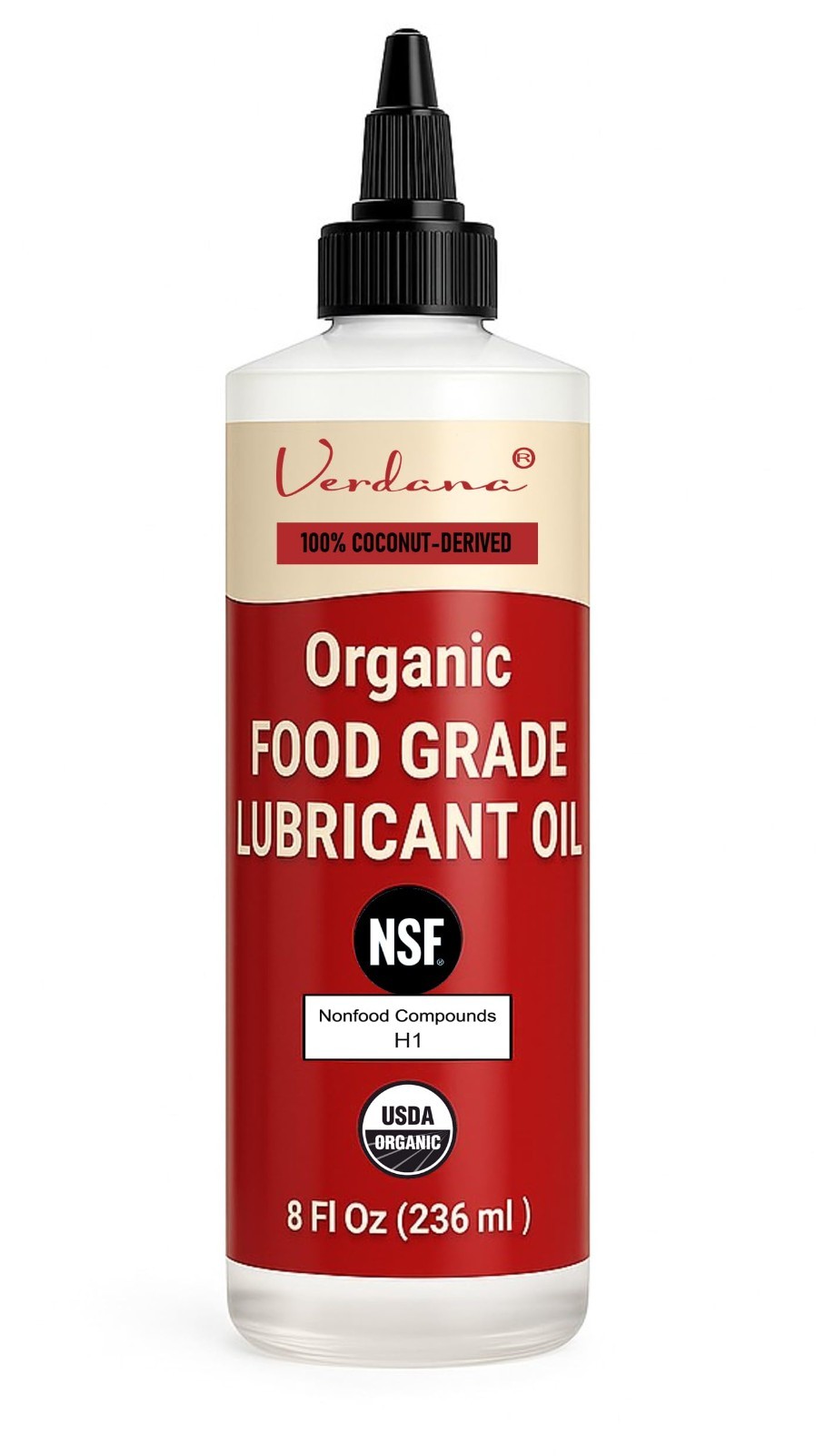 Organic Food Grade Lubricant Oil – NSF H1, Non-GMO, Petroleum-Free – 8 Fl Oz for